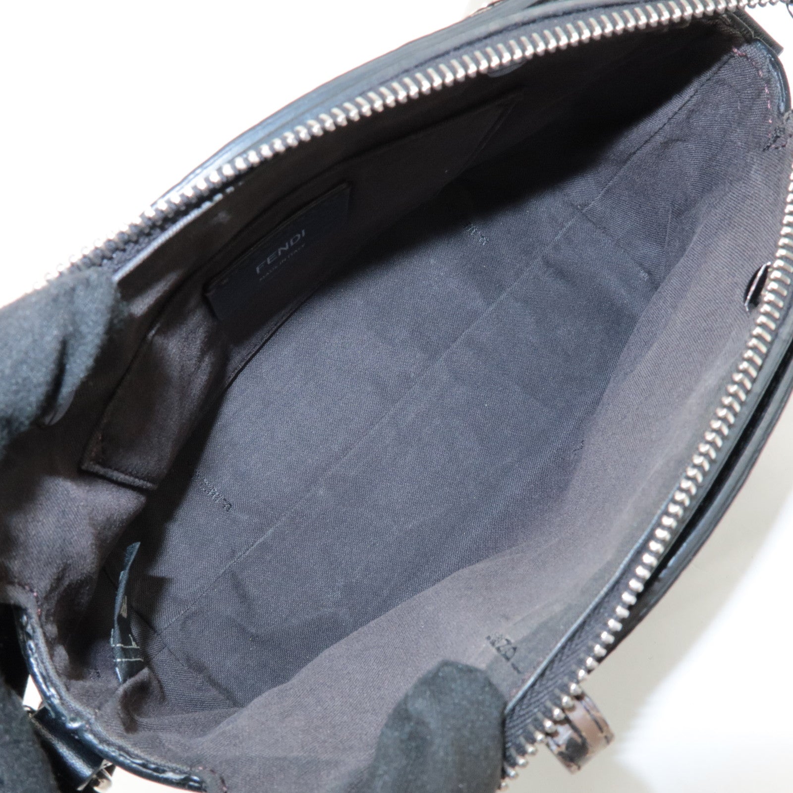 FENDI Zucca By The Way Leather 2Way Shoulder Bag Black Brown 8BL145 Used