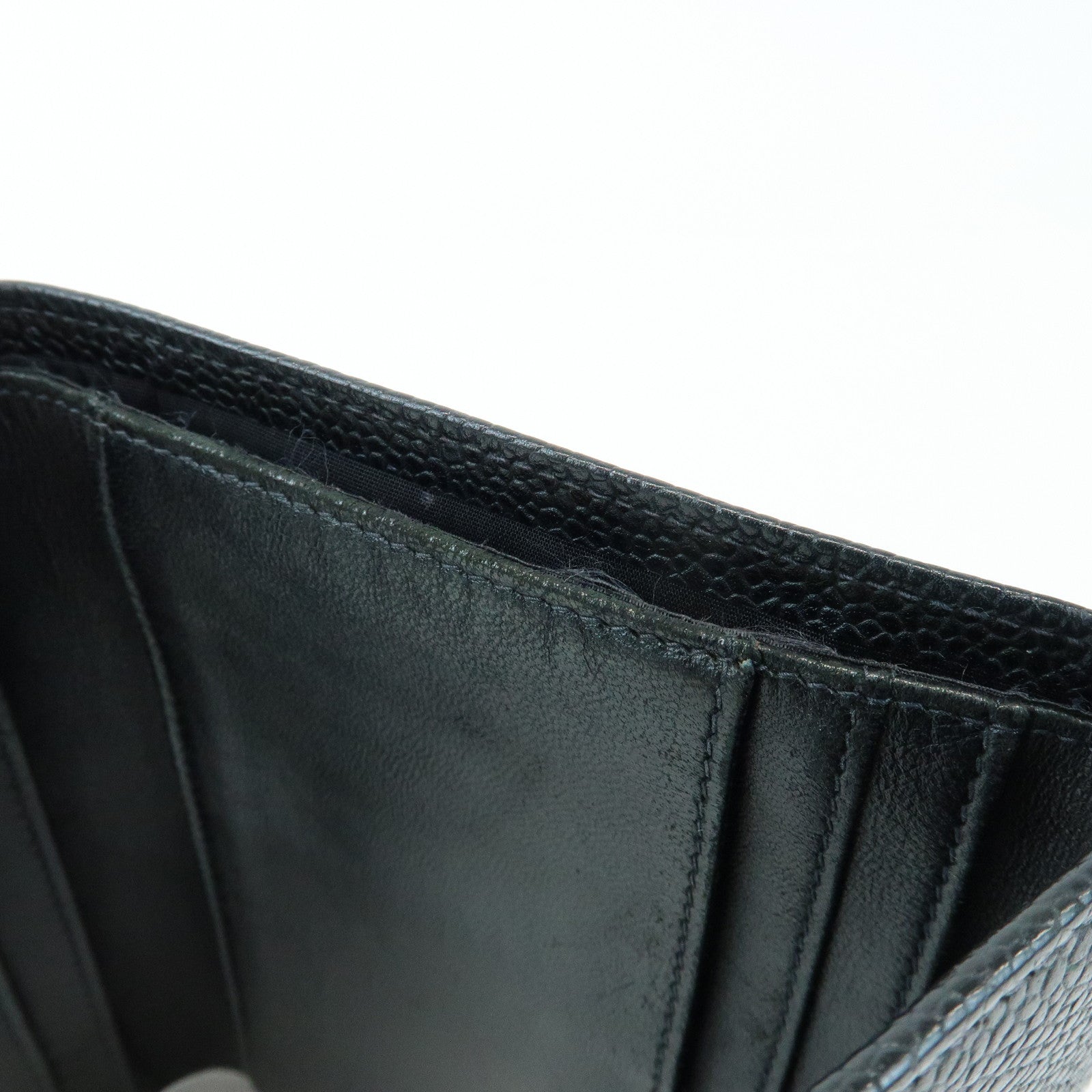 CHANEL COCO Mark Caviarskin Compact Wallet Flap Wallet Black