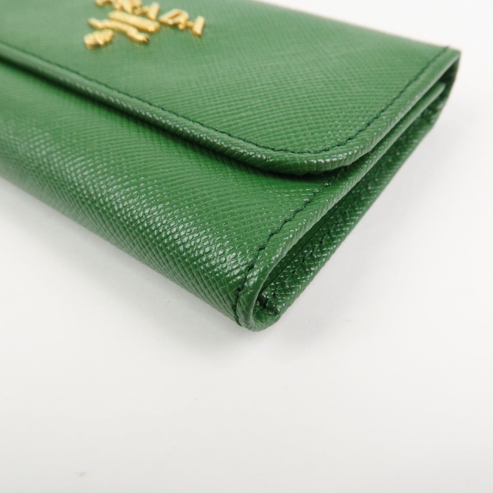 PRADA Logo Saffiano Leather 6 Rings Key Case Green 1M0222