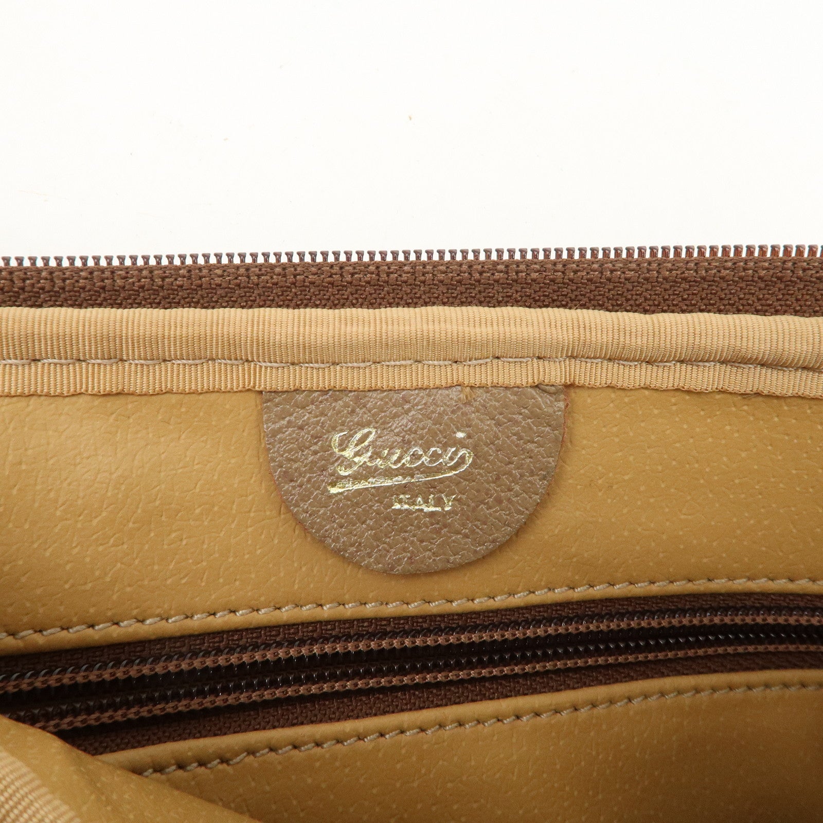 GUCCI Old Gucci GG Plus Leather Shoulder Bag Crossbody Bag Beige Brown Used