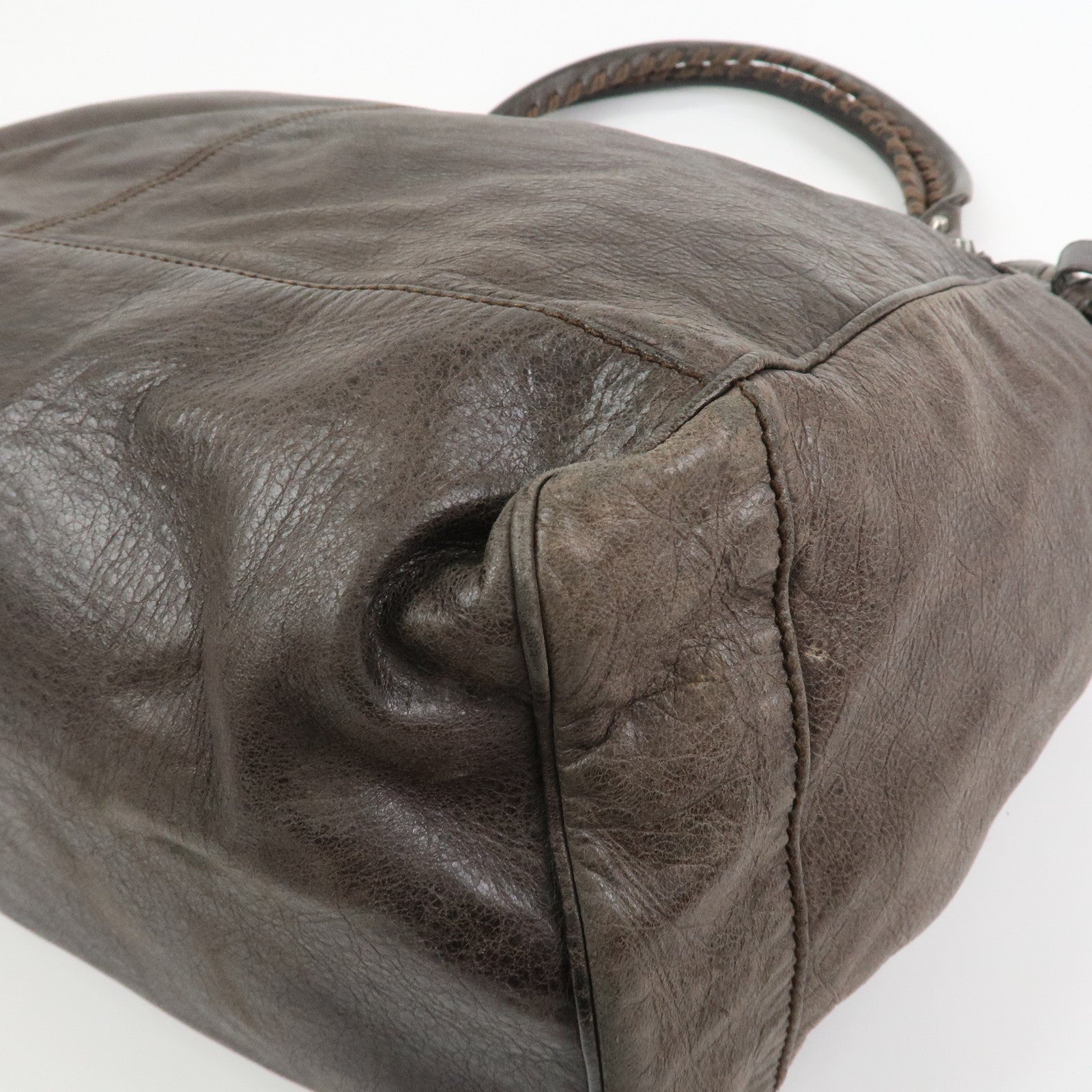 BALENCIAGA Rivacity Paper Bag Leather Tote Bag Brown 236084