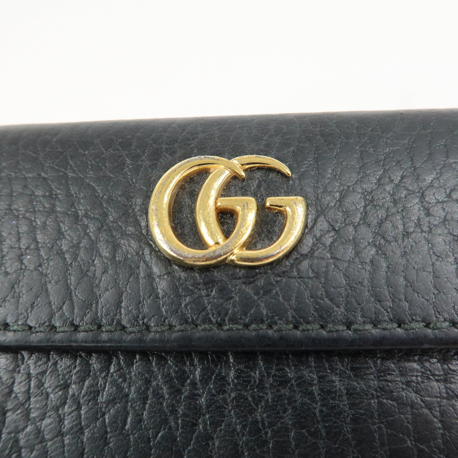 GUCCI GG Marmont Leather Tri-fold Compact Wallet Black 523277