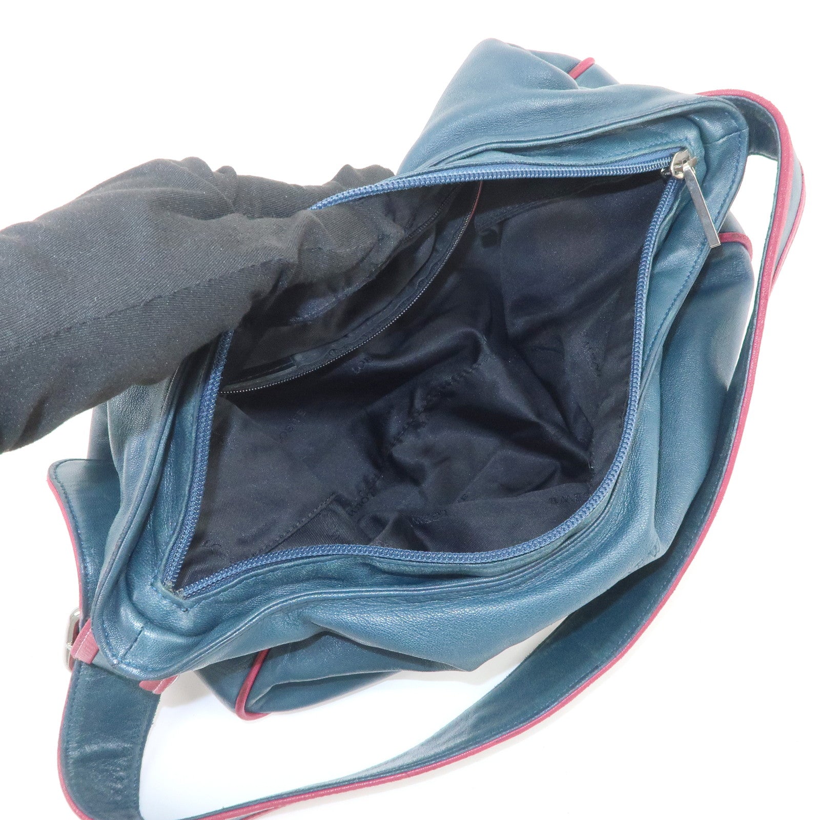 LOEWE Nappa Leather Shoulder Bag Hand Bag Blue Pink