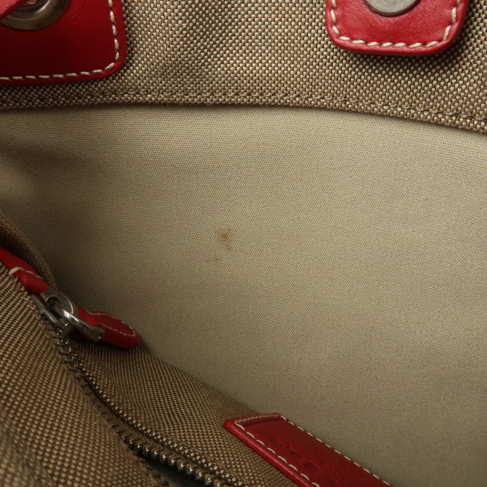 PRADA Logo Canvas Leather Shoulder Bag Crossbody Bag Beige BT0551