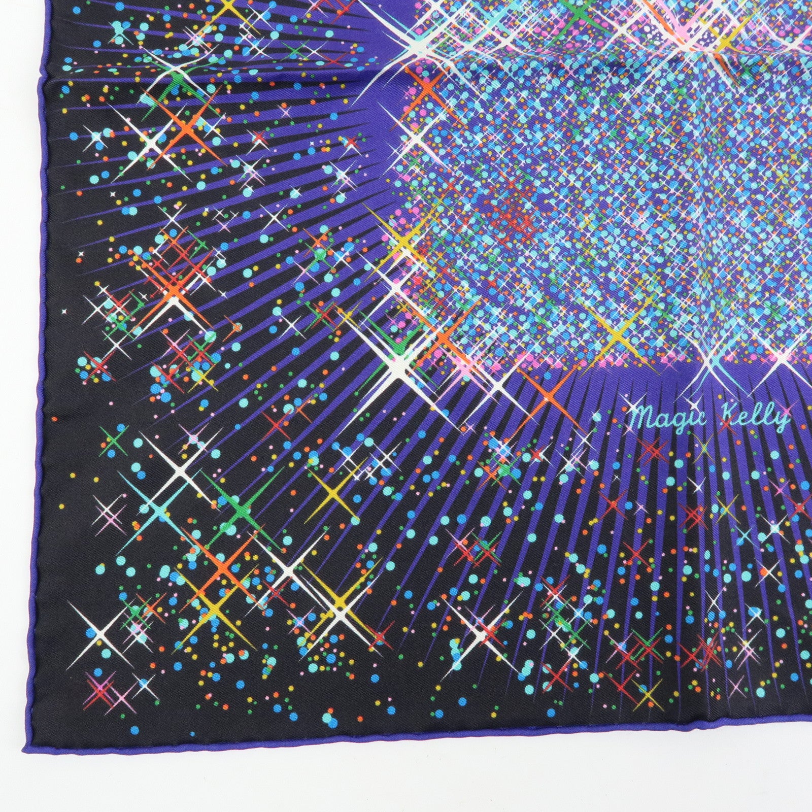 HERMES Carre 42 Silk 100% Scar Magic Kelly Blue Multicolor