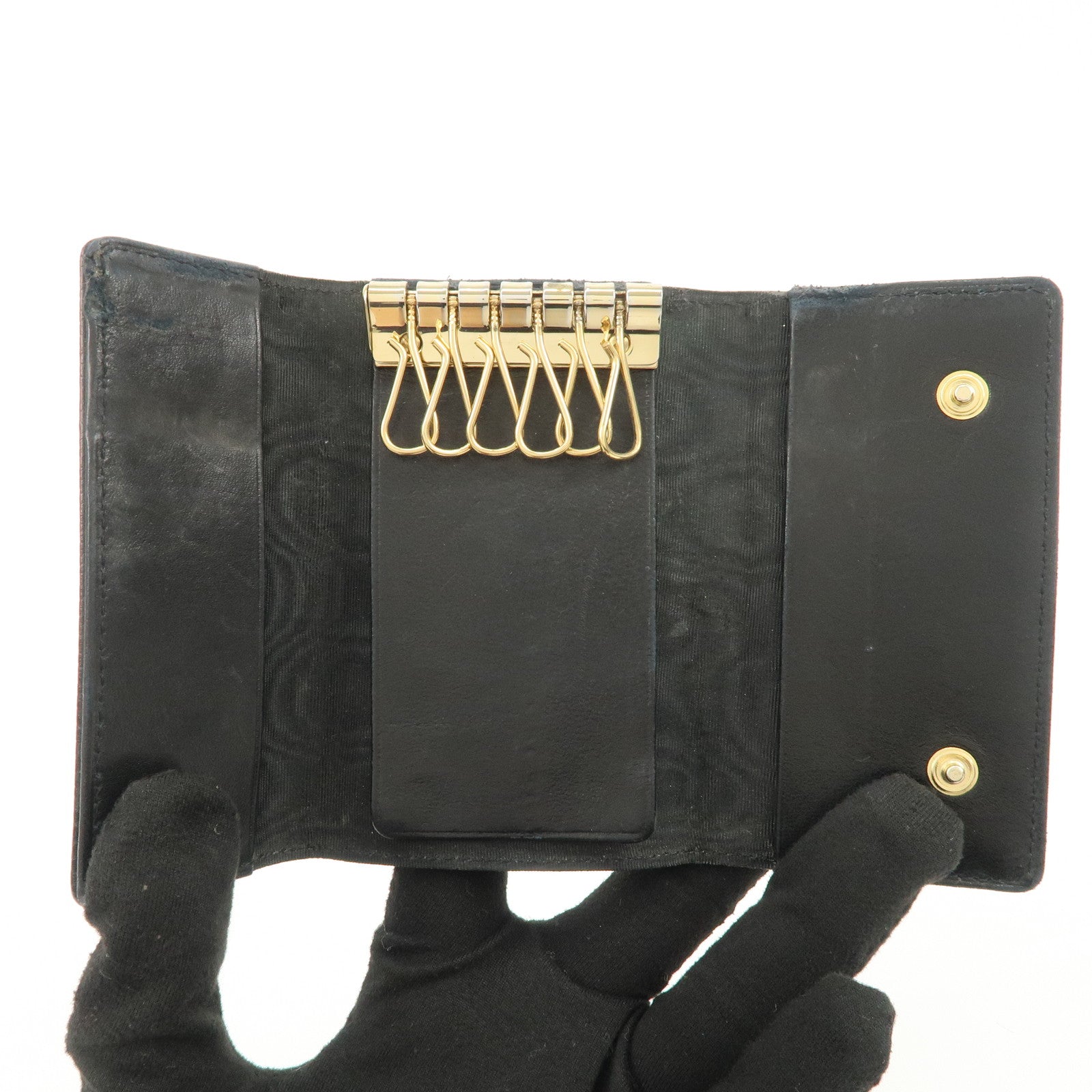 CHANEL COCO Mark Caviarskin 6 Rings Key Case Key Holder A13502