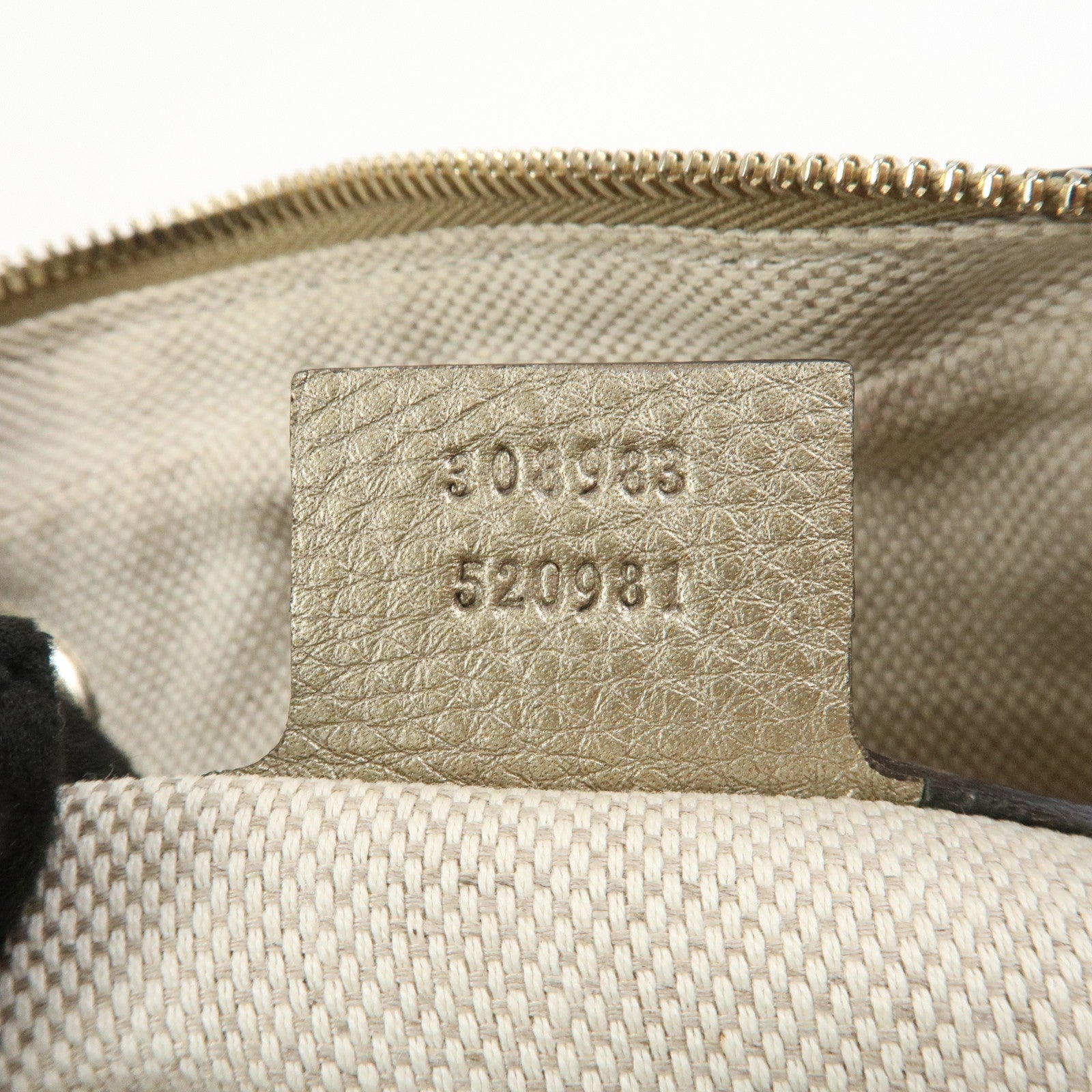 GUCCI SOHO Interlocking G Leather Shoulder Bag Metallic Brown 308983