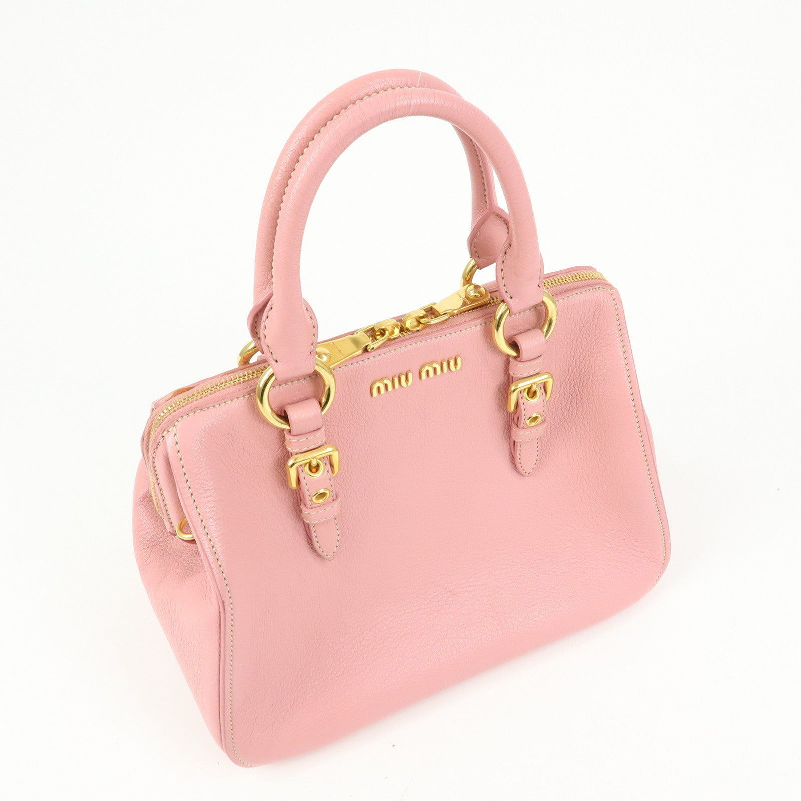 MIU MIU Logo Leather 2Way Bag Hand Bag Pink