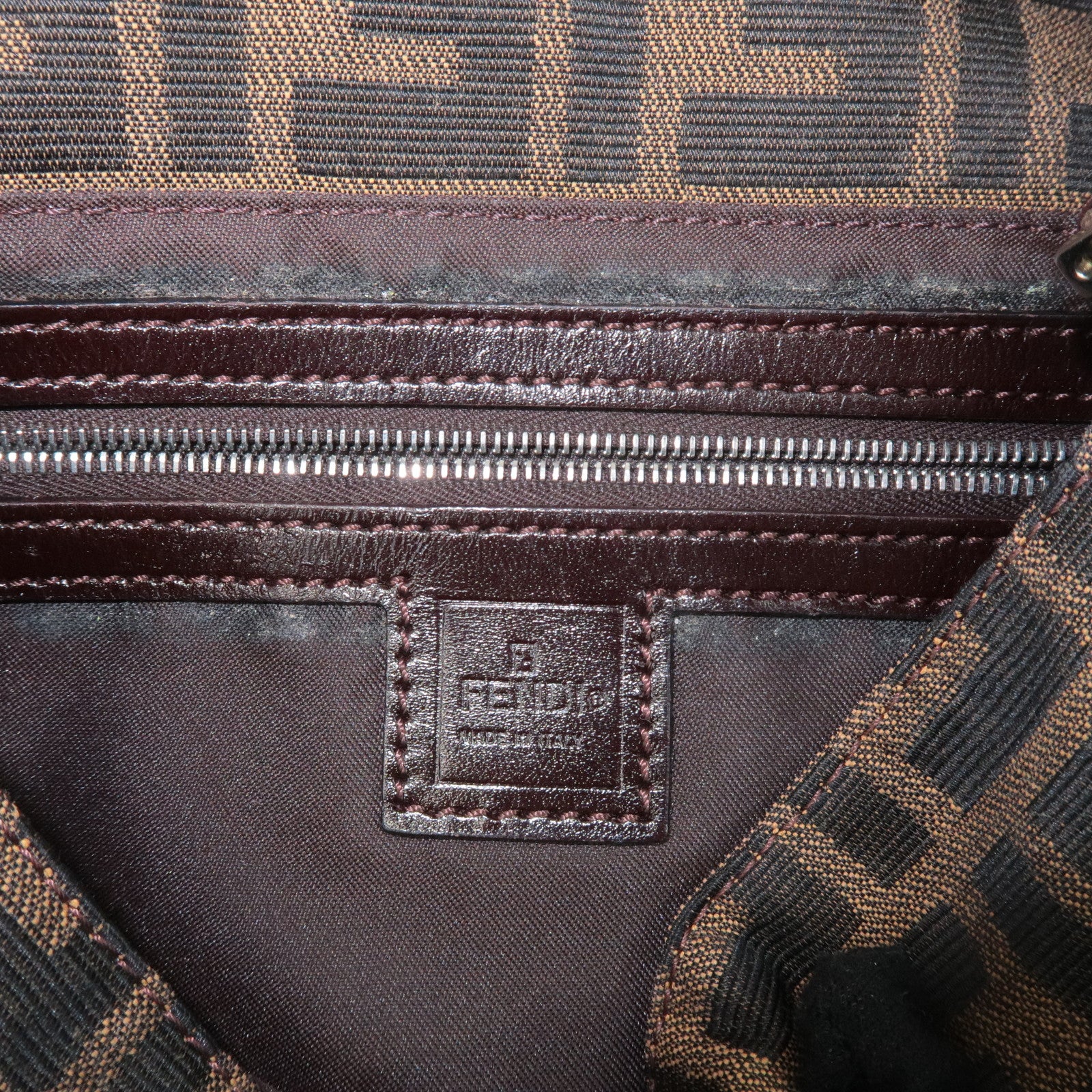 FENDI Zucca Mamma Baguette Canvas Shoulder Bag 26424 Brown Black Used