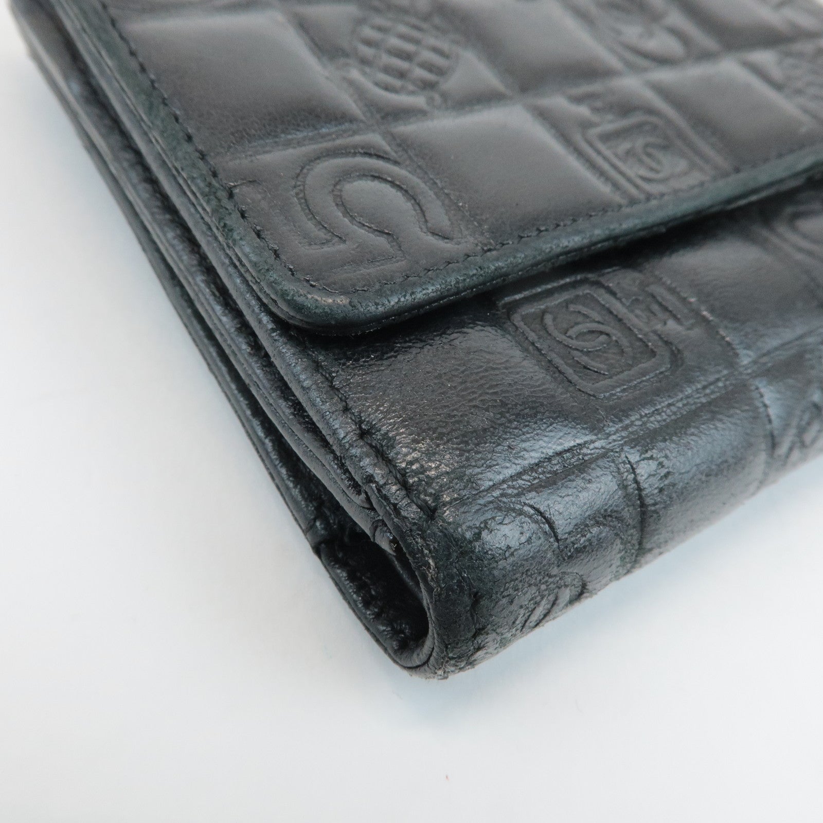 CHANEL COCO Mark Double Hook Compact Wallet Black 9837165 Used