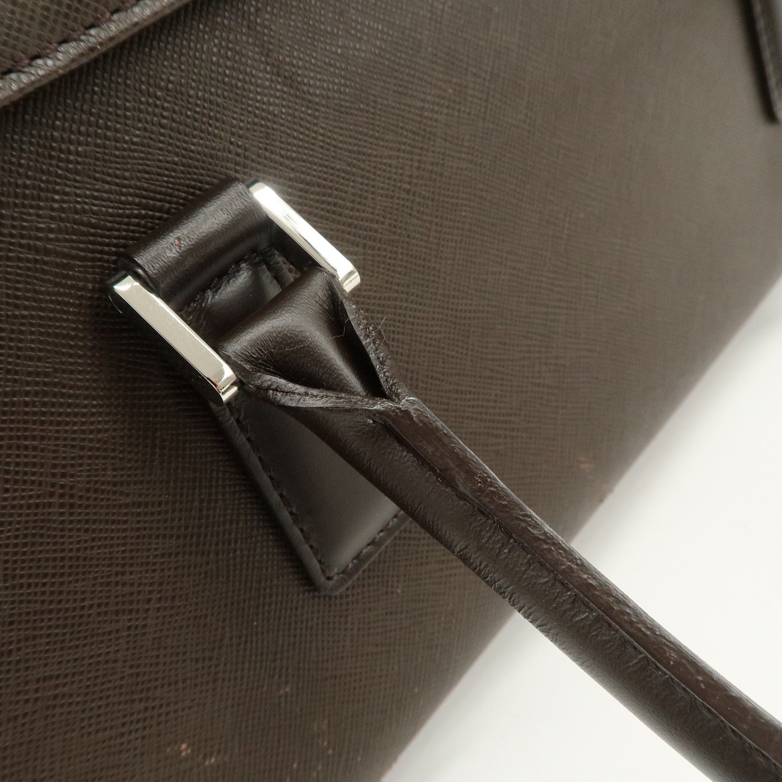 BURBERRY Leather Hand Bag Dark Brown