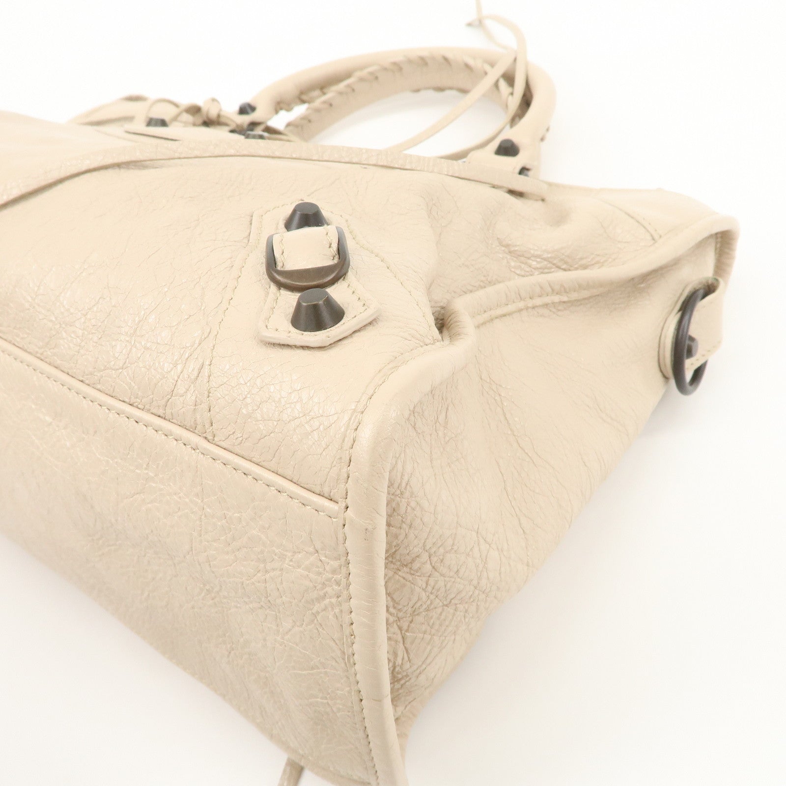 BALENCIAGA Classic City Leather 2Way Bag Shoulder Bag Beige 505550 Used