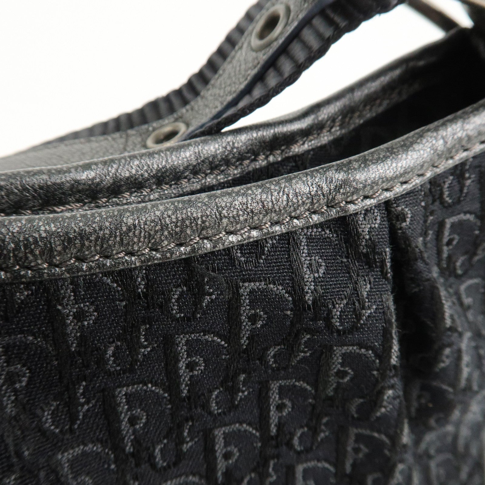 Christian Dior Trotter Canvas Leather Shoulder Bag Hand Bag Black