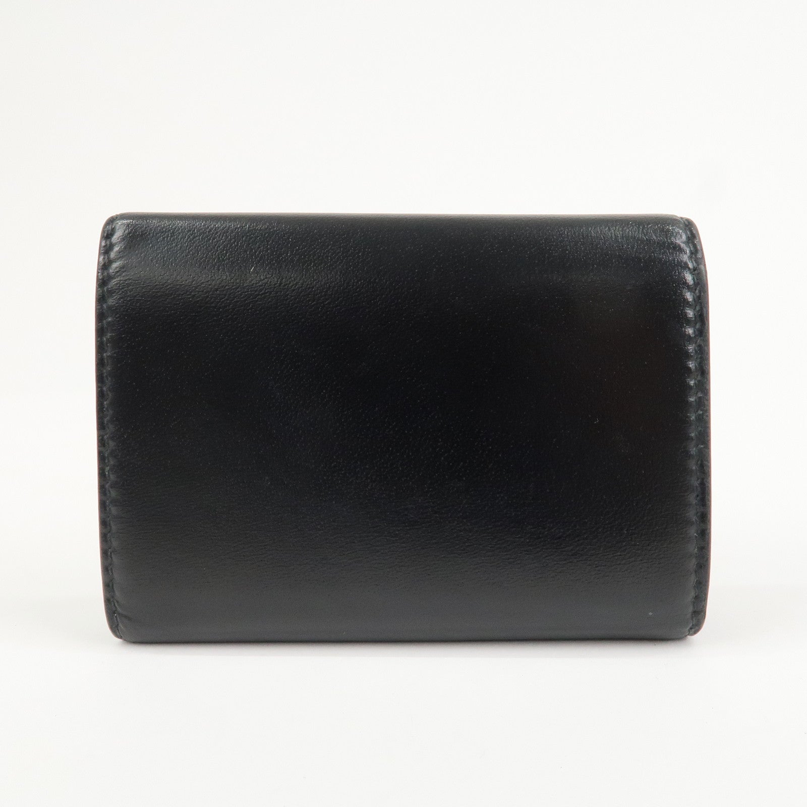 SAINT LAURENT Logo Leather 6 Hook Key Case Black Silver