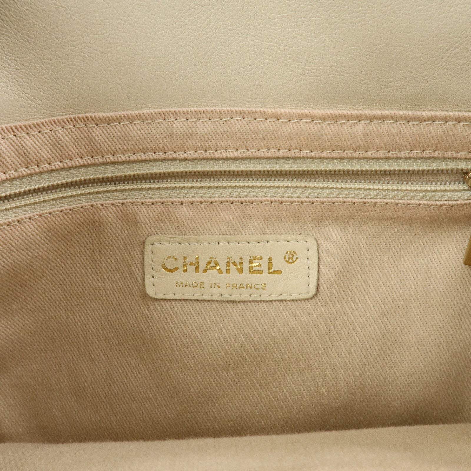 CHANEL Camelia Lambskin Hand Bag Tote Bag Ivory A20856