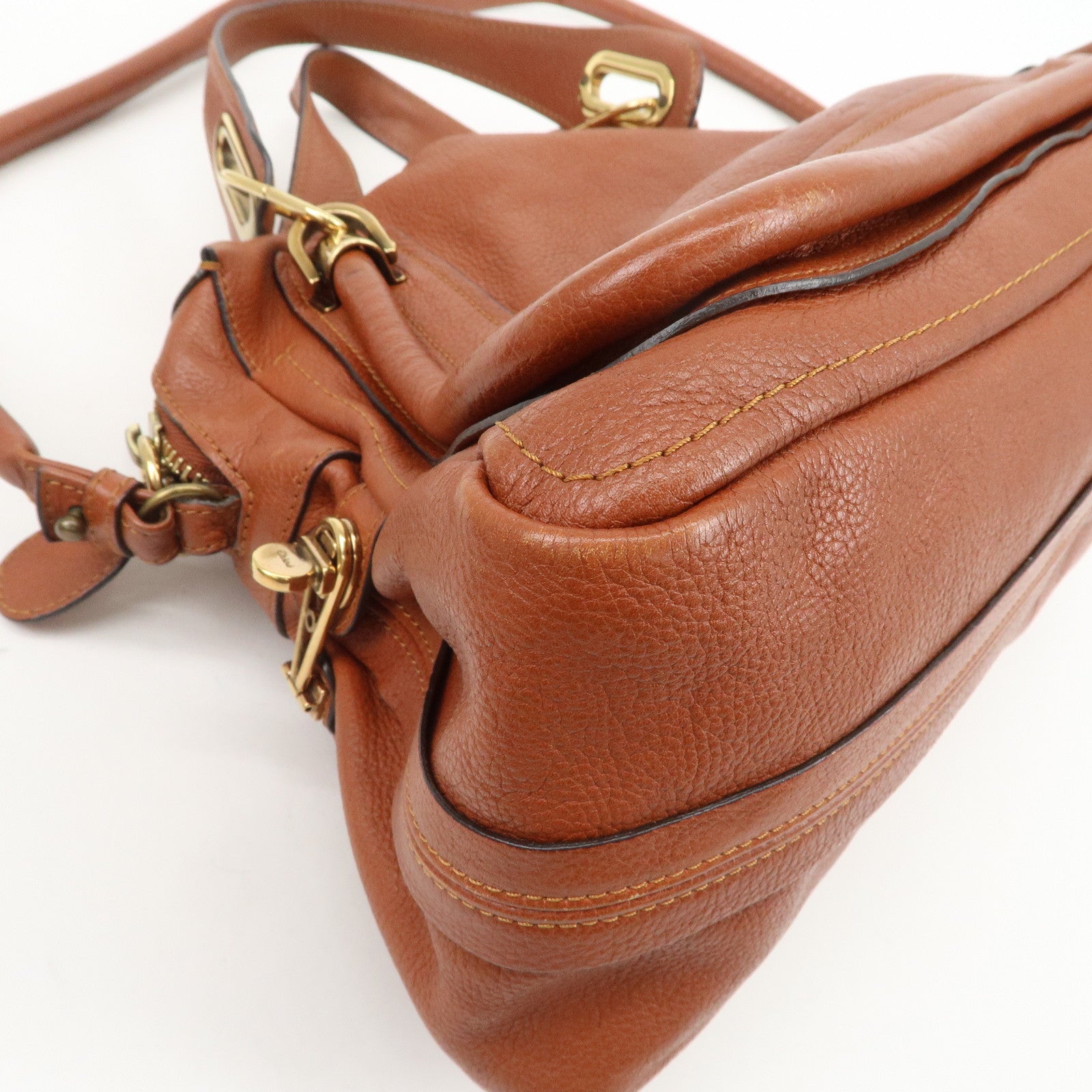 Chloe Paraty Leather 2Way Bag Shoulder Bag Hand Bag Brown