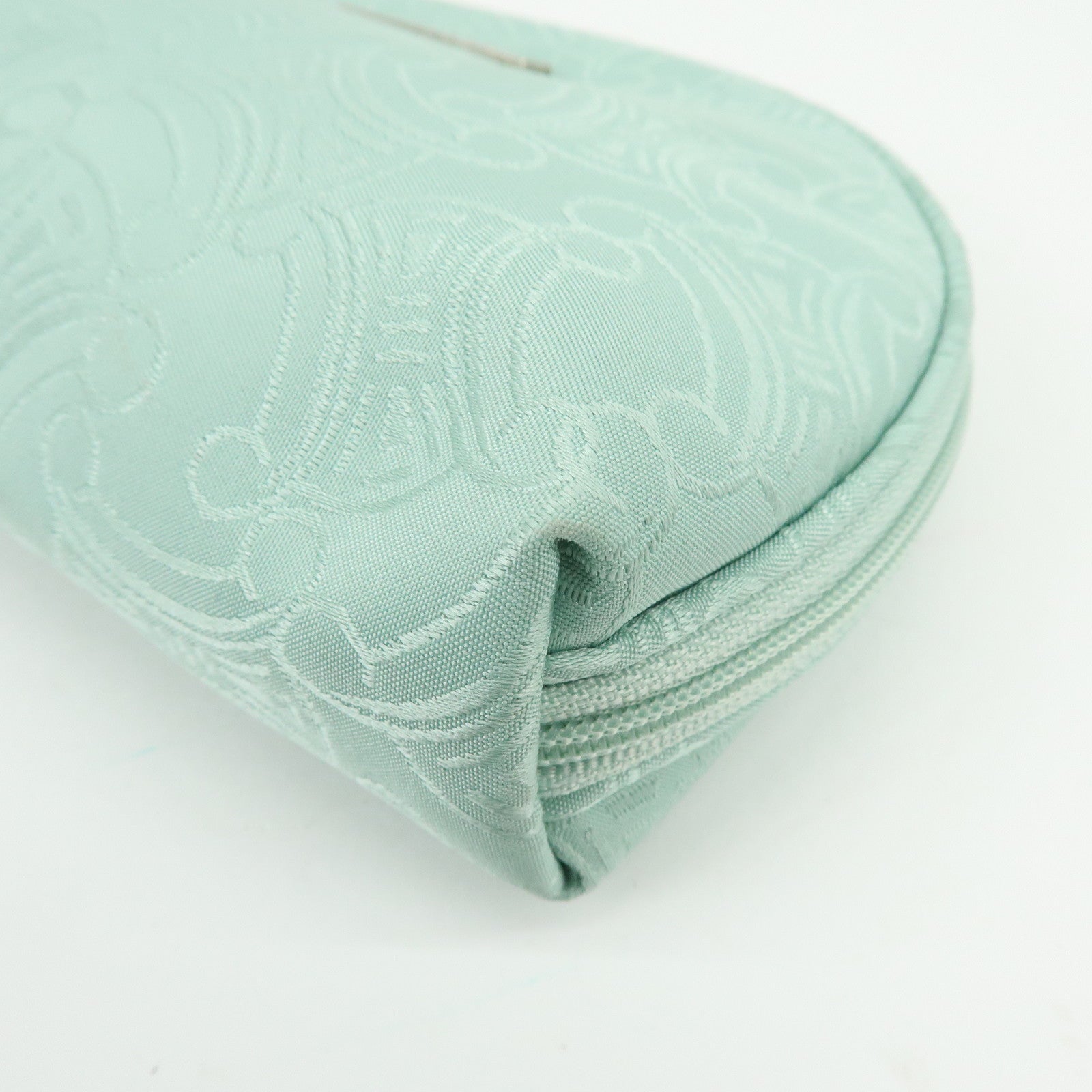 CELINE GIVENCY Set of 2 Canvas Pouch Cosmetic Case Light Green Blue