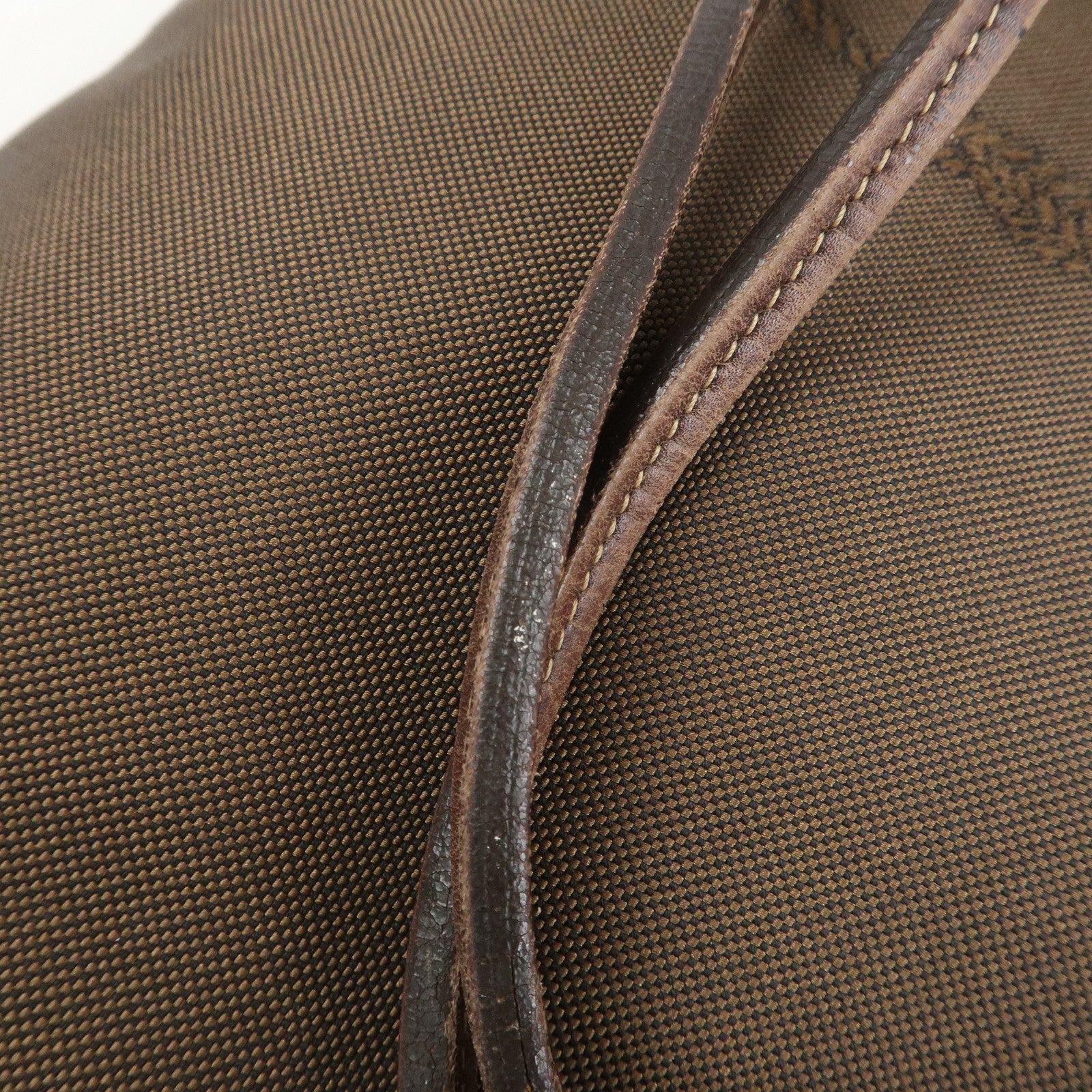 PRADA Jacauard Canvas Leather Tote Bag Shoulder Bag Brown BR3579