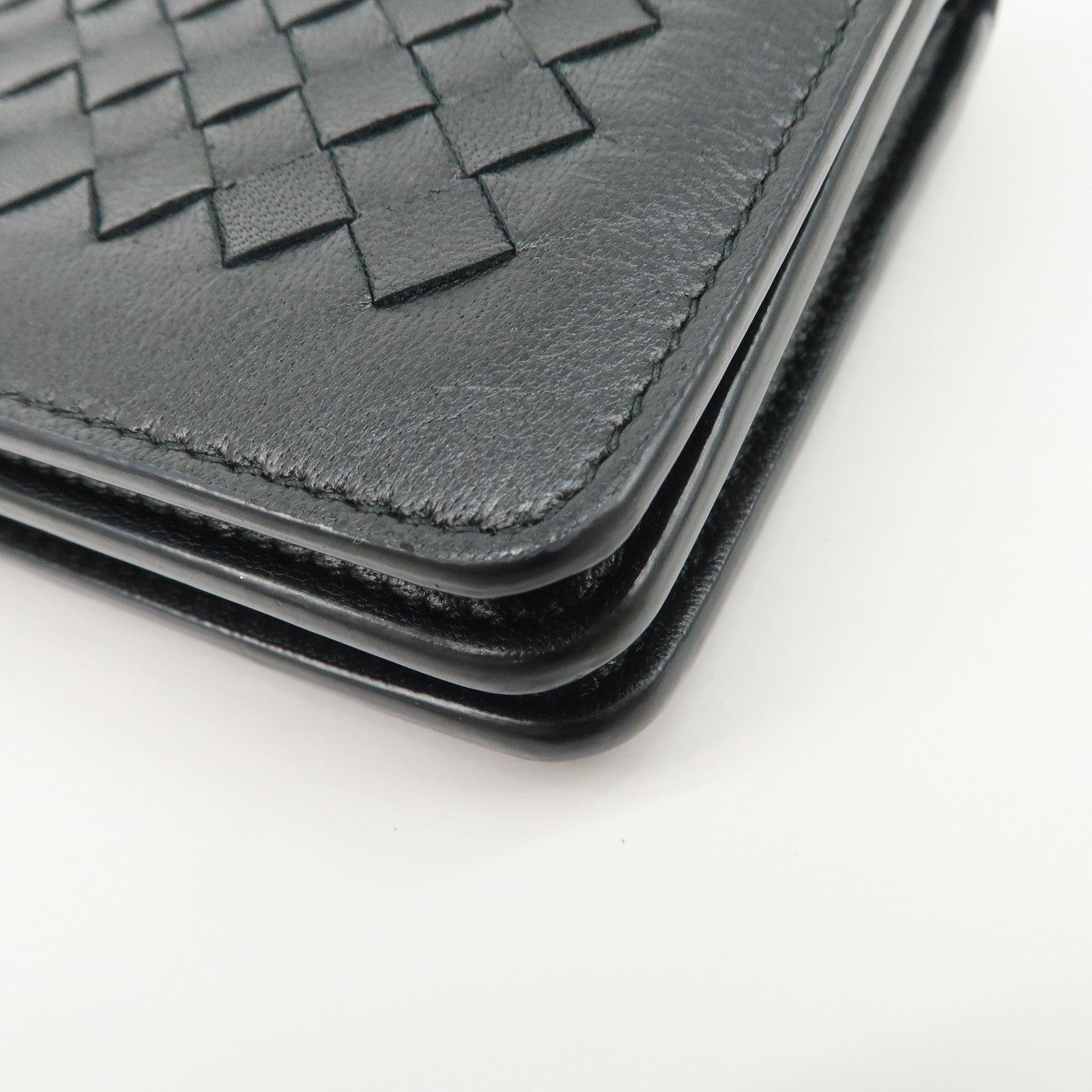 BOTTEGA VENETA Intrecciato Leather Chain Wallet Black