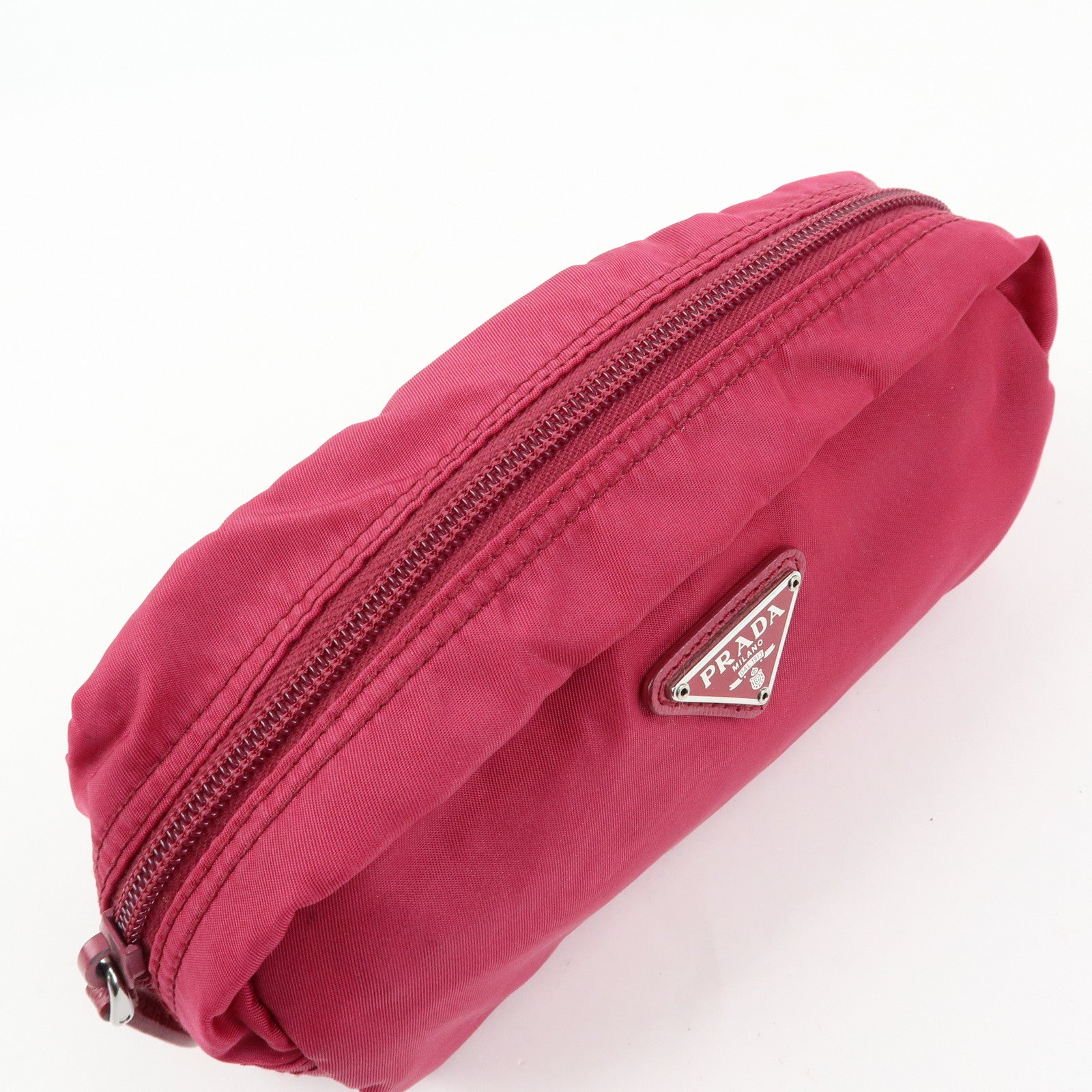 PRADA Triangle Logo Set of 3 Nylon Leather Pouch Pink Purple