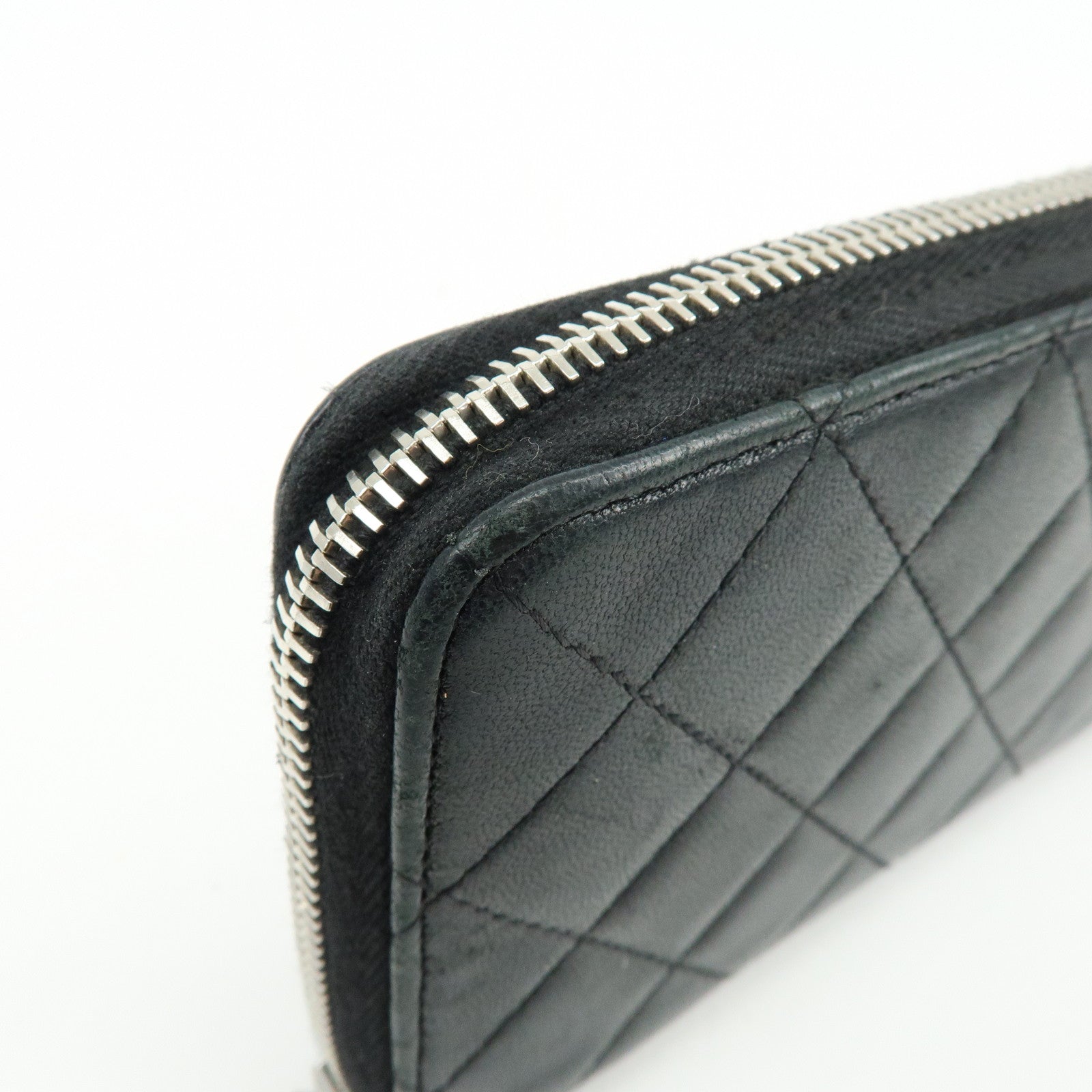 CHANEL Matelasse COCO Mark Round Zippy Long Wallet Black A50097