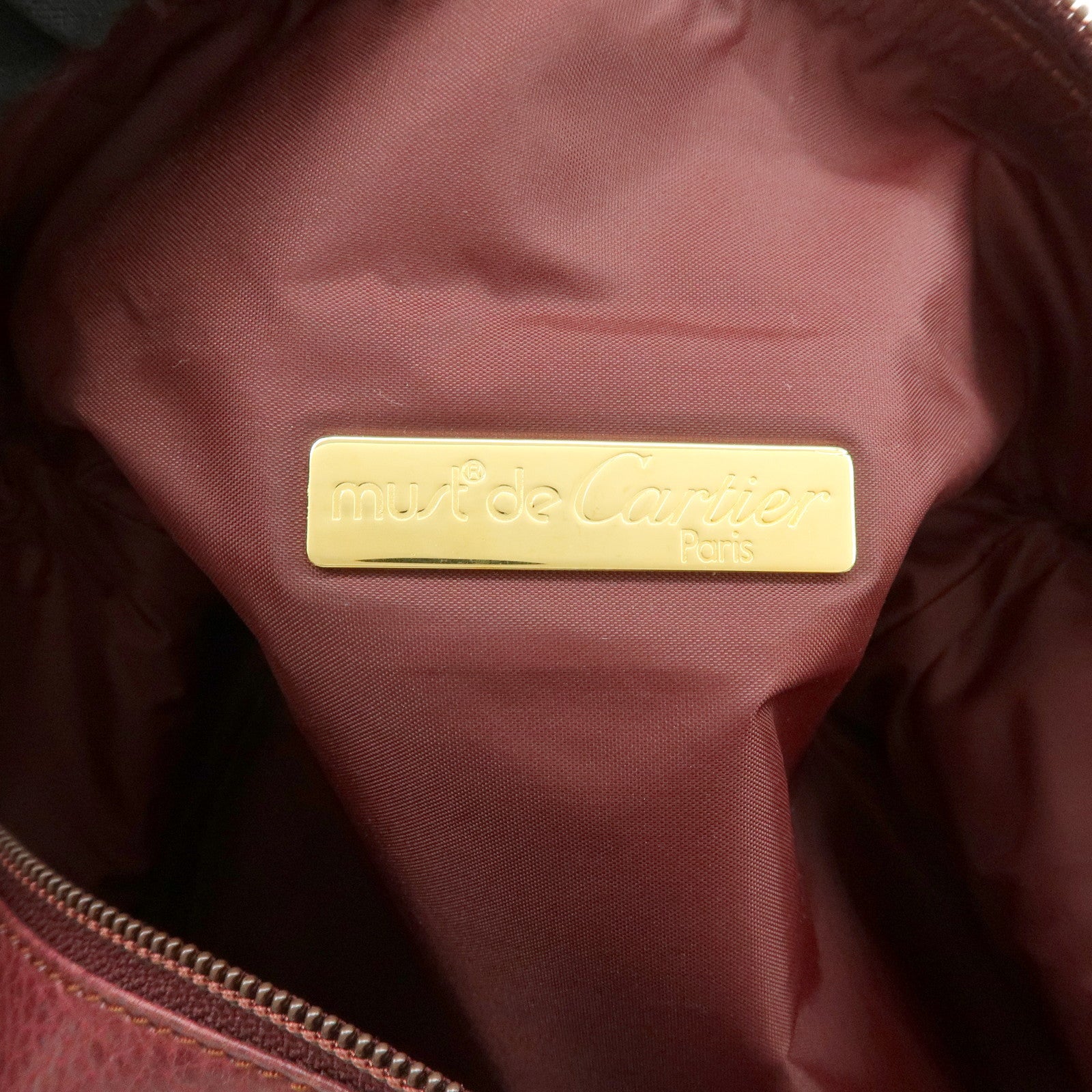 Cartier Must de Cartier Trinity Leather Hand Bag Tote Bag Bordeaux