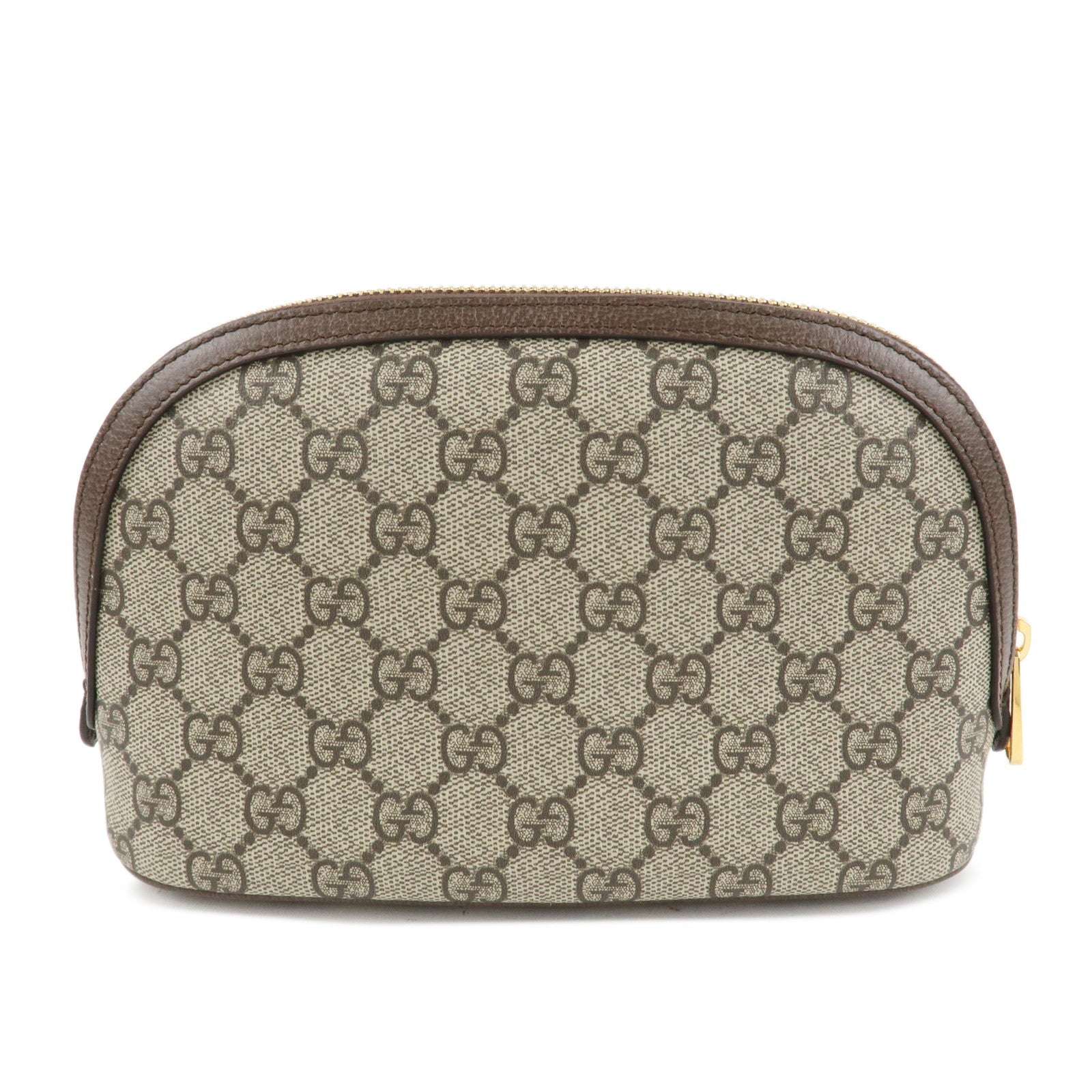 GUCCI Sherry GG Supreme Leather Large Cosmetic Pouch Beige Brown 625551 Used