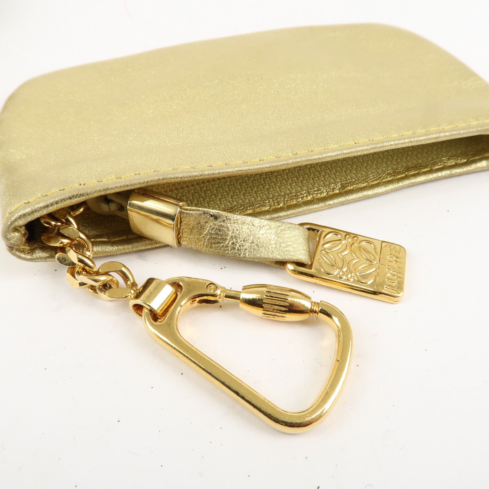 LOEWE Anagram Leather Canvas Shoulder Bag Crossbody Bag Beige Brown Used