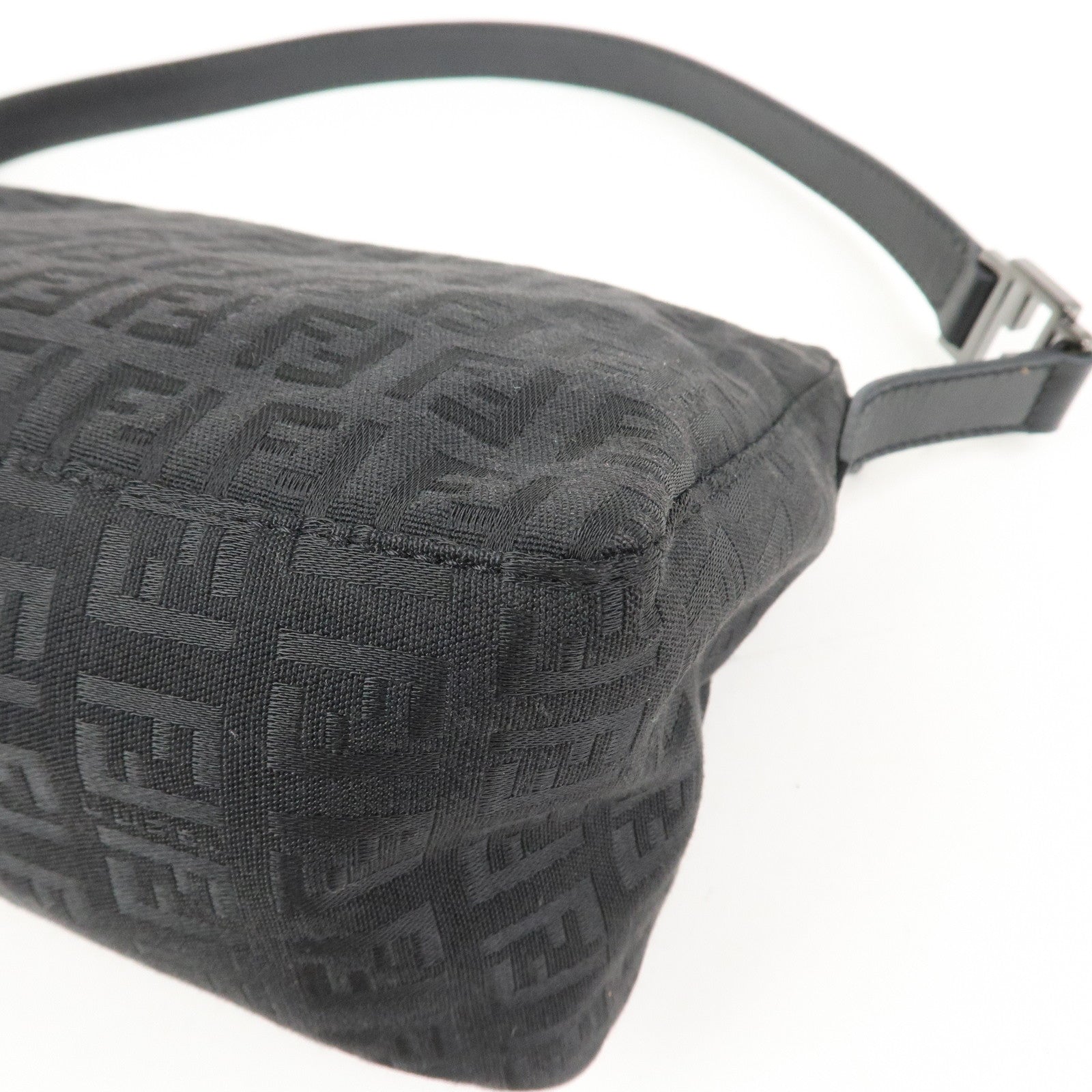 FENDI Zucchino Shoulder Bag Hand Bag Black 8BR444