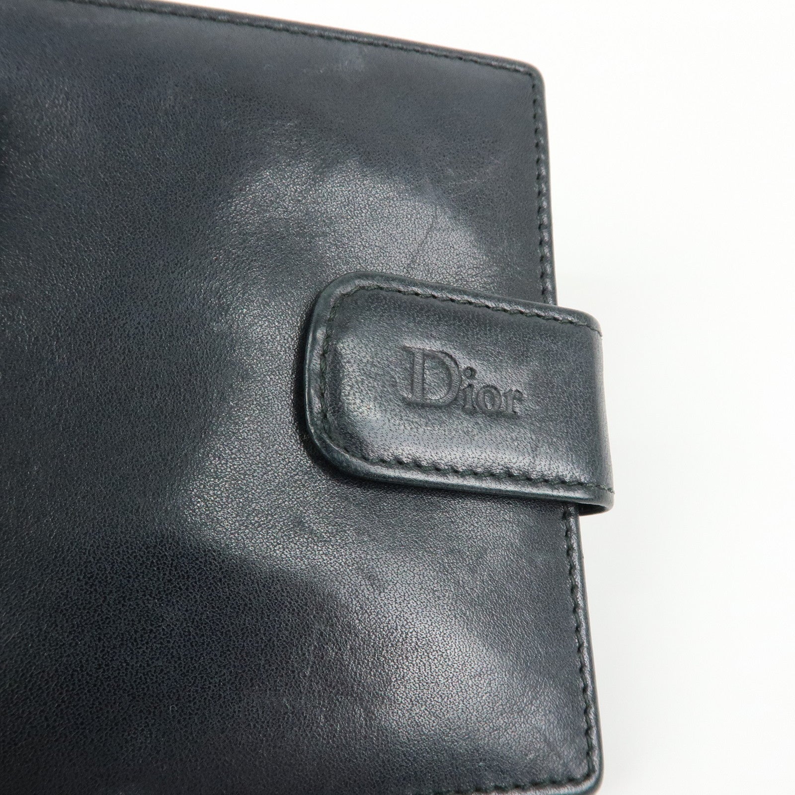 Christian Dior Cannage Lamb Skin Bi-fold Compact Wallet Black