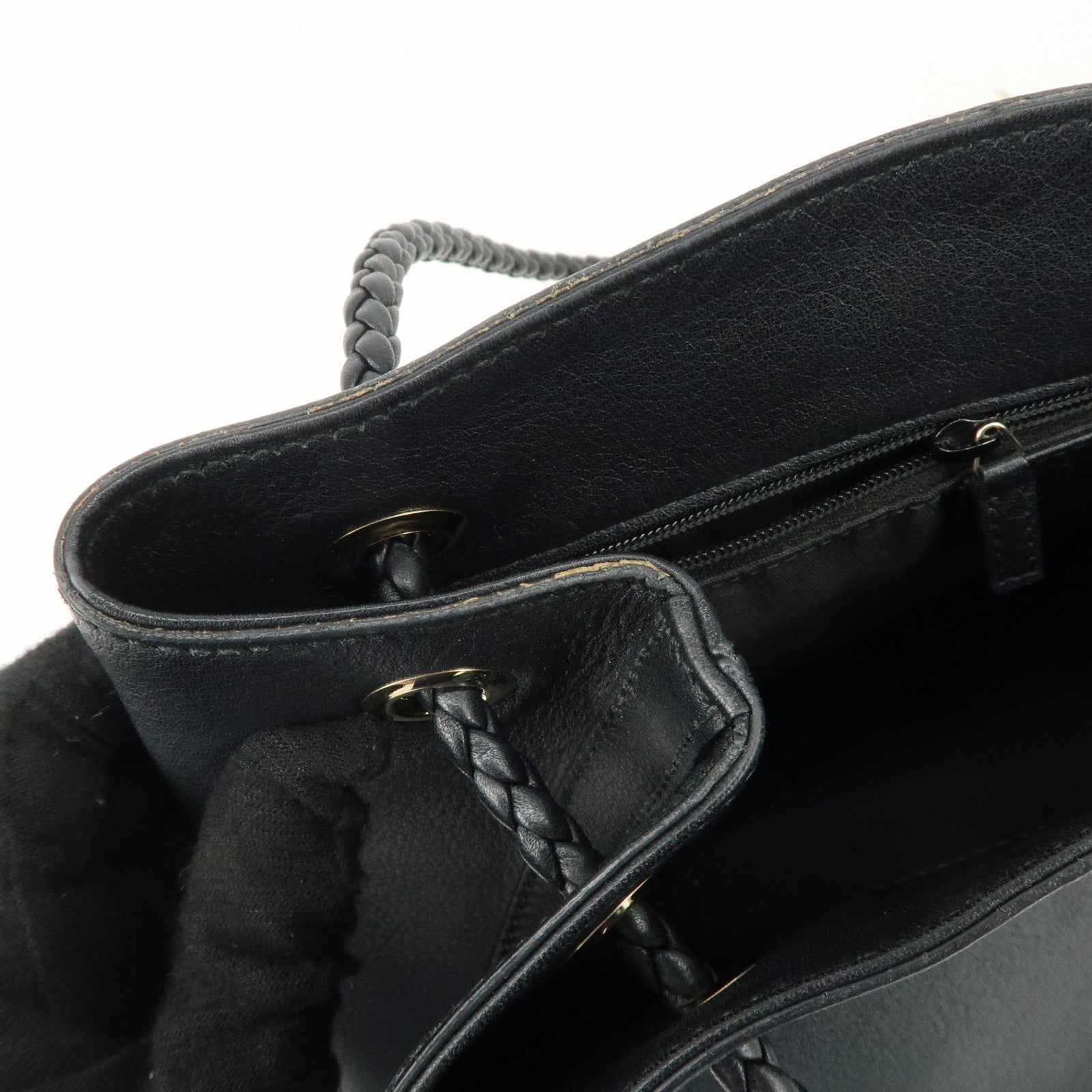 GUCCI Leather Tote Bag Shoulder Bag Black 419689 Used