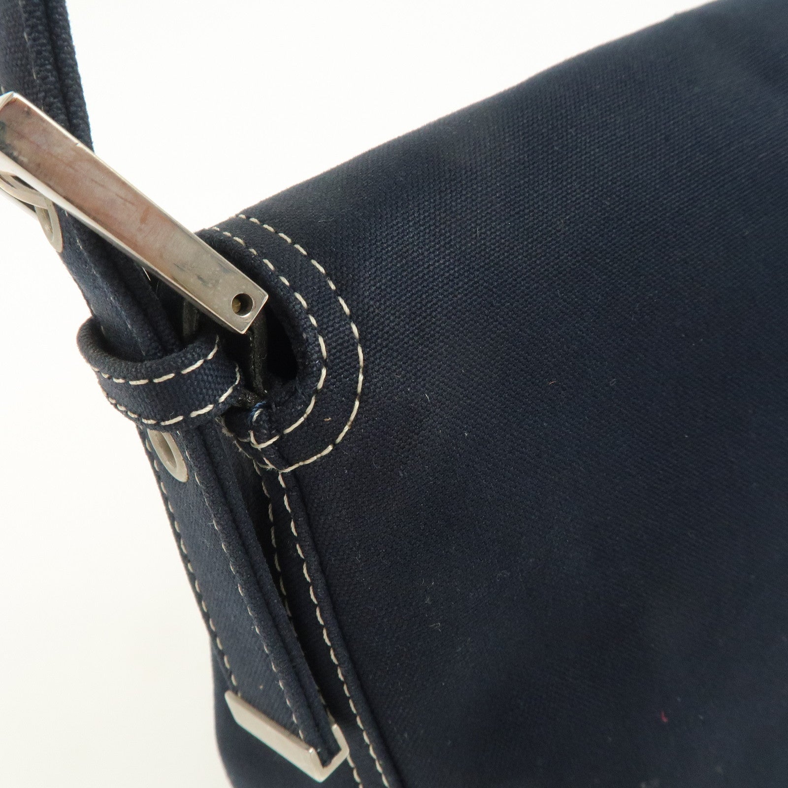 FENDI Mamma Baguette Canvas Shoulder Bag Dark Navy 26325