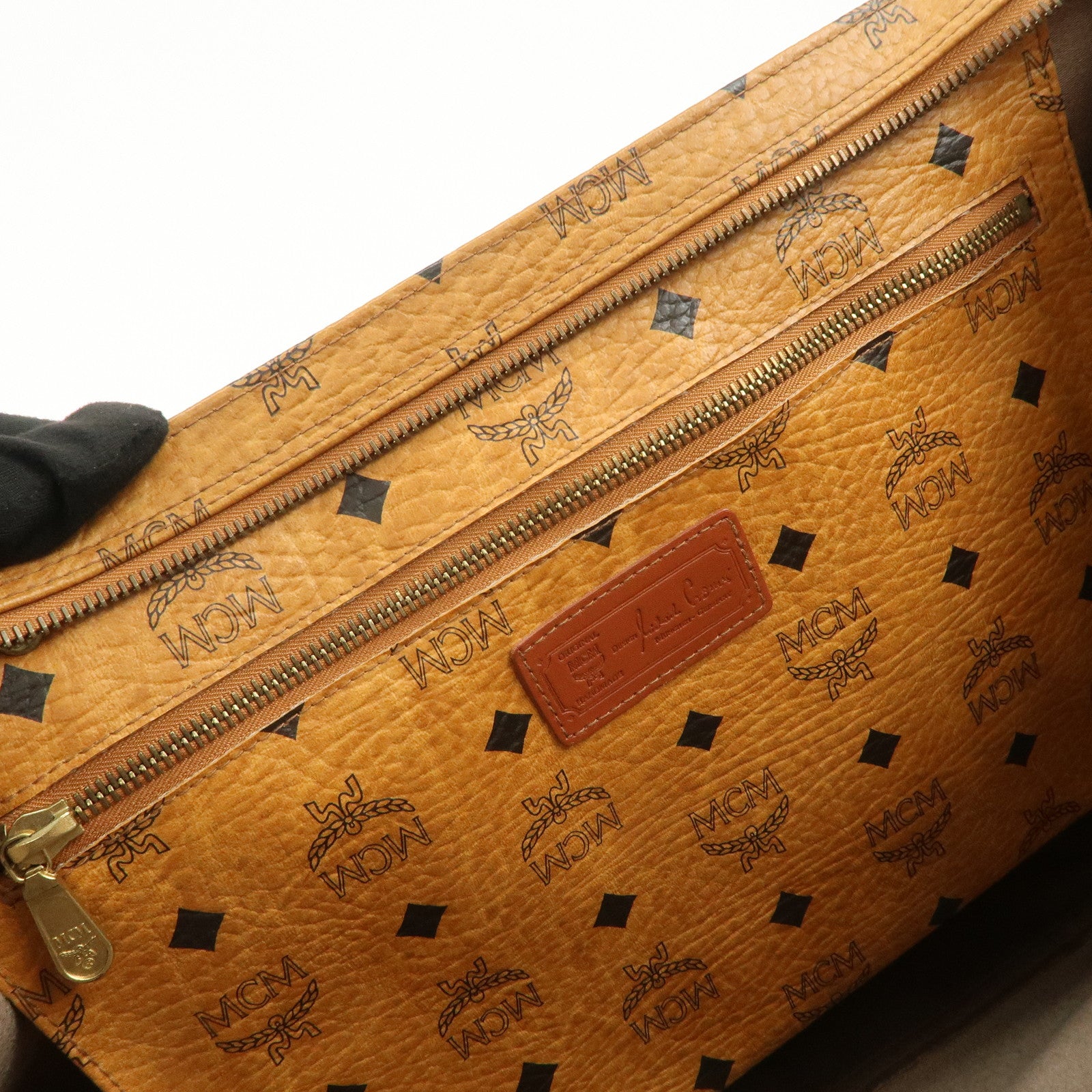 MCM Visetos Leather Shoulder Bag Tote Bag Brown