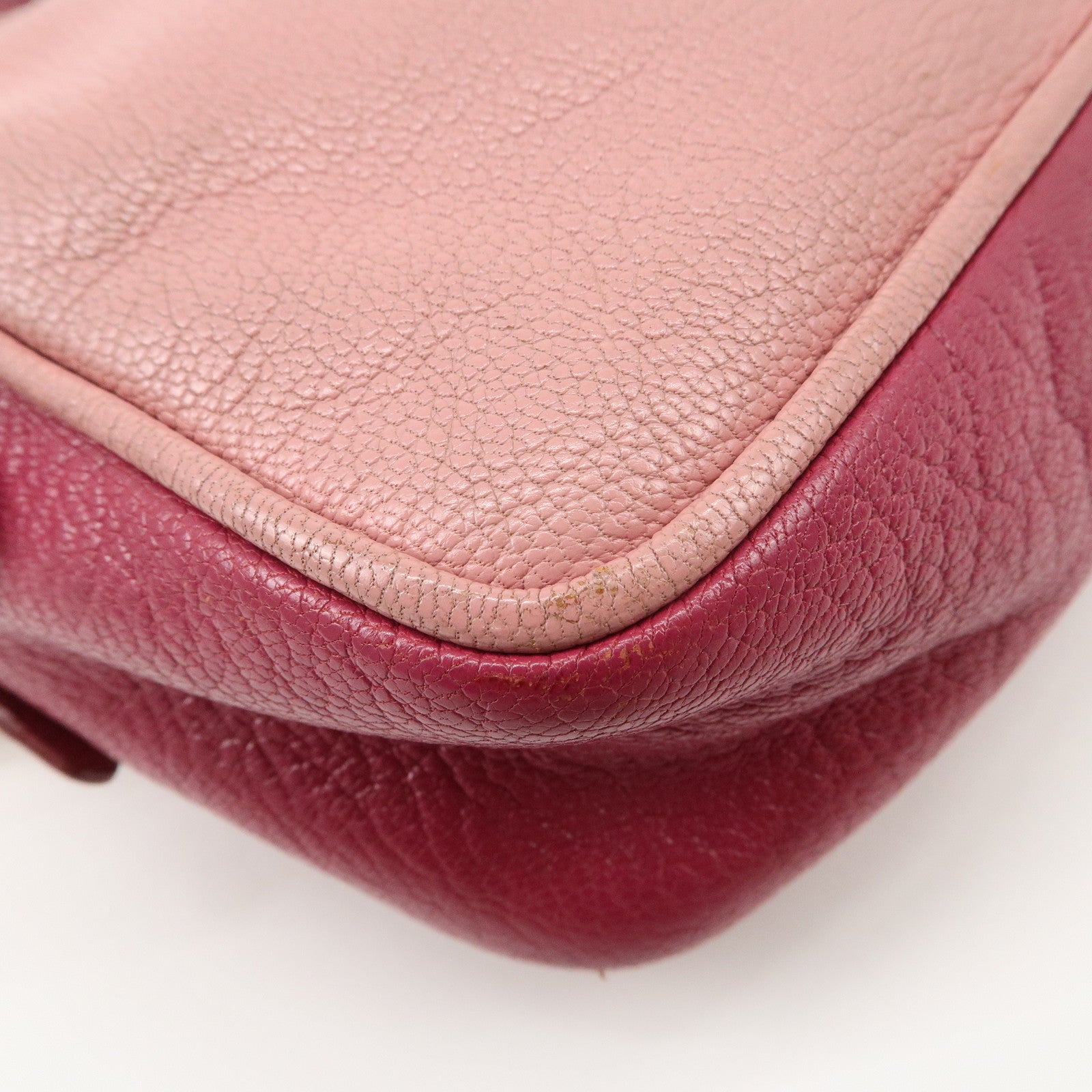 MIU MIU MADRAS BICOLORE Leather Shoulder Bag Crossbody Bag Pink Used