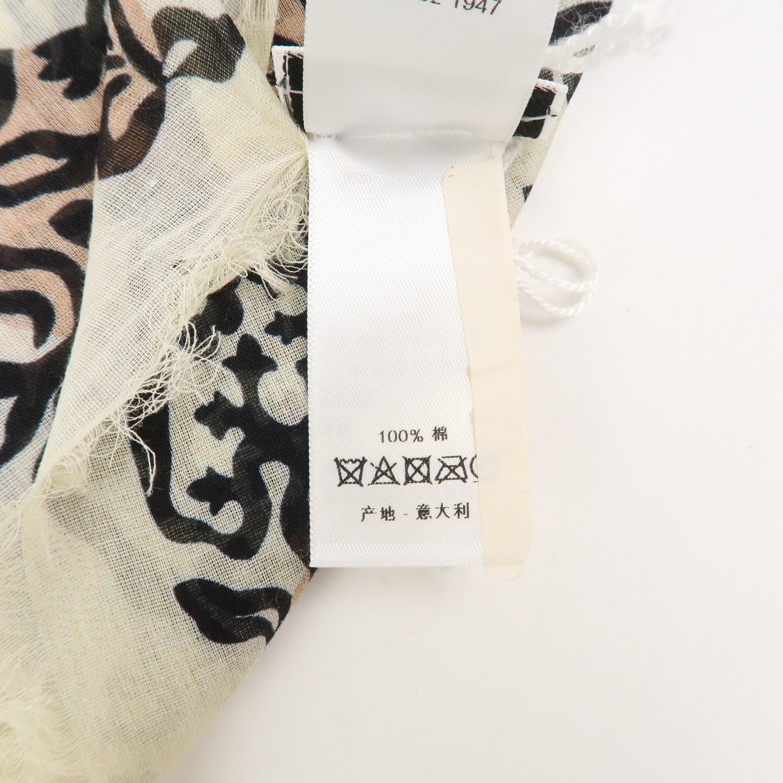 Christian Dior Logo Cotton 100% Scarf Geometric Motif Ivory Red