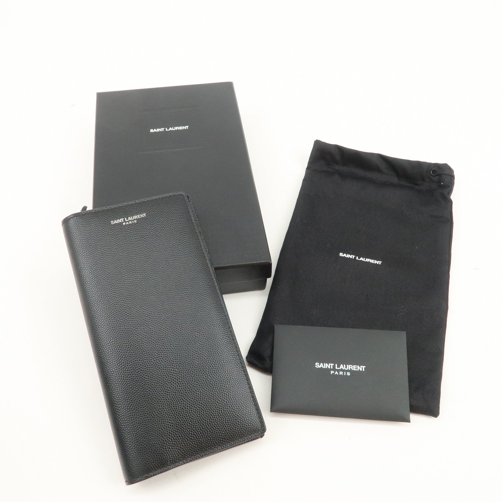 SAINT LAURENT PARIS Leather Bi-fold Long Wallet Black 396308