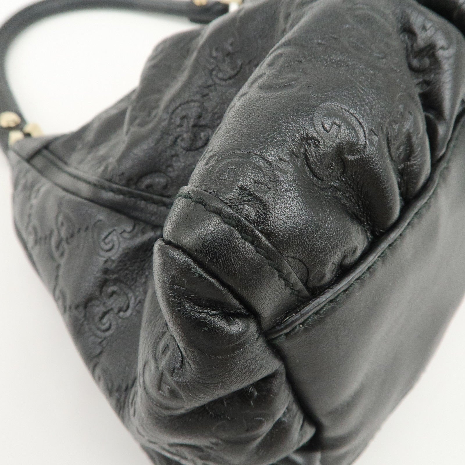 GUCCI Abbey Guccissima Leather Shoulder Bag Hand Bag Black 190525