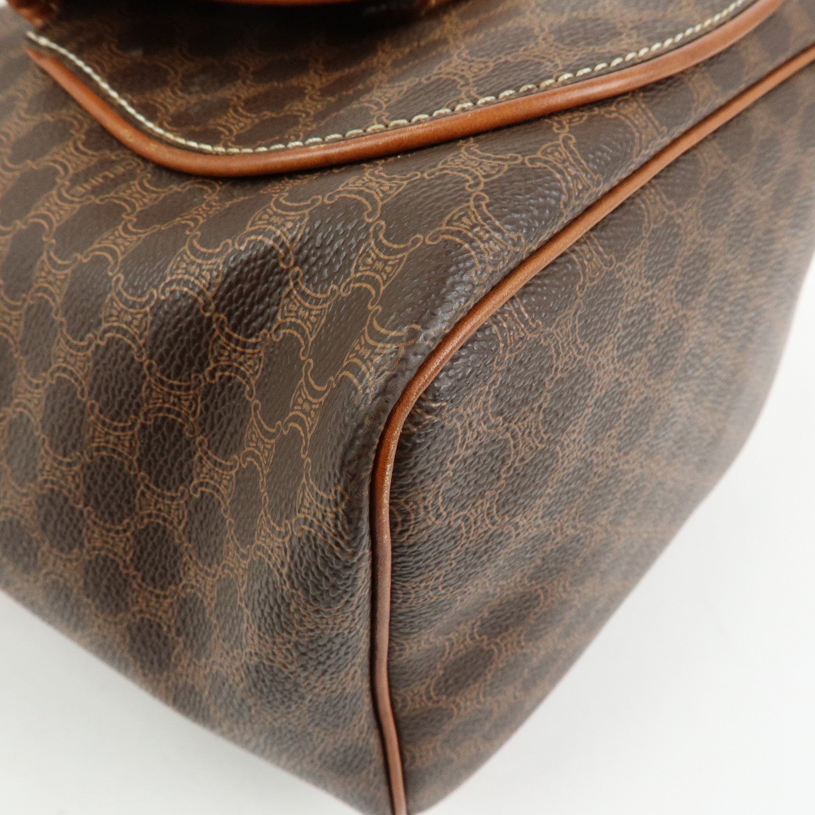 CELINE Macadam PVC Coated Canvas Leather Backpack Brown