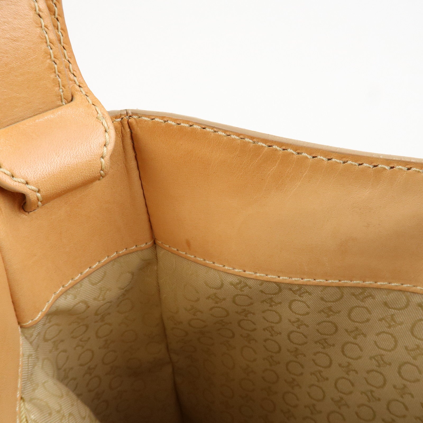 CELINE C Macadam Leather Shouler Bag Hand Bag Beige