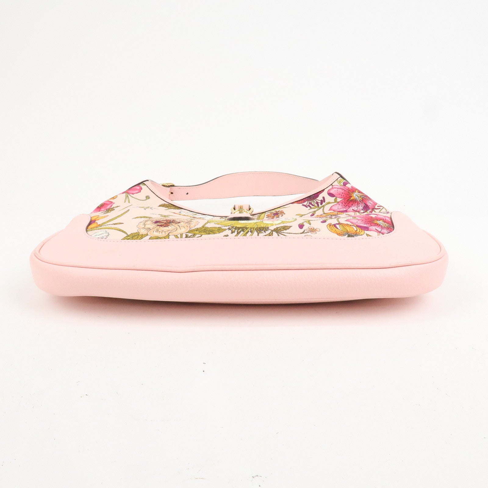 GUCCI New Jackie Flora Canvas Leather Shoulder Bag Hand Bag Pink 550152