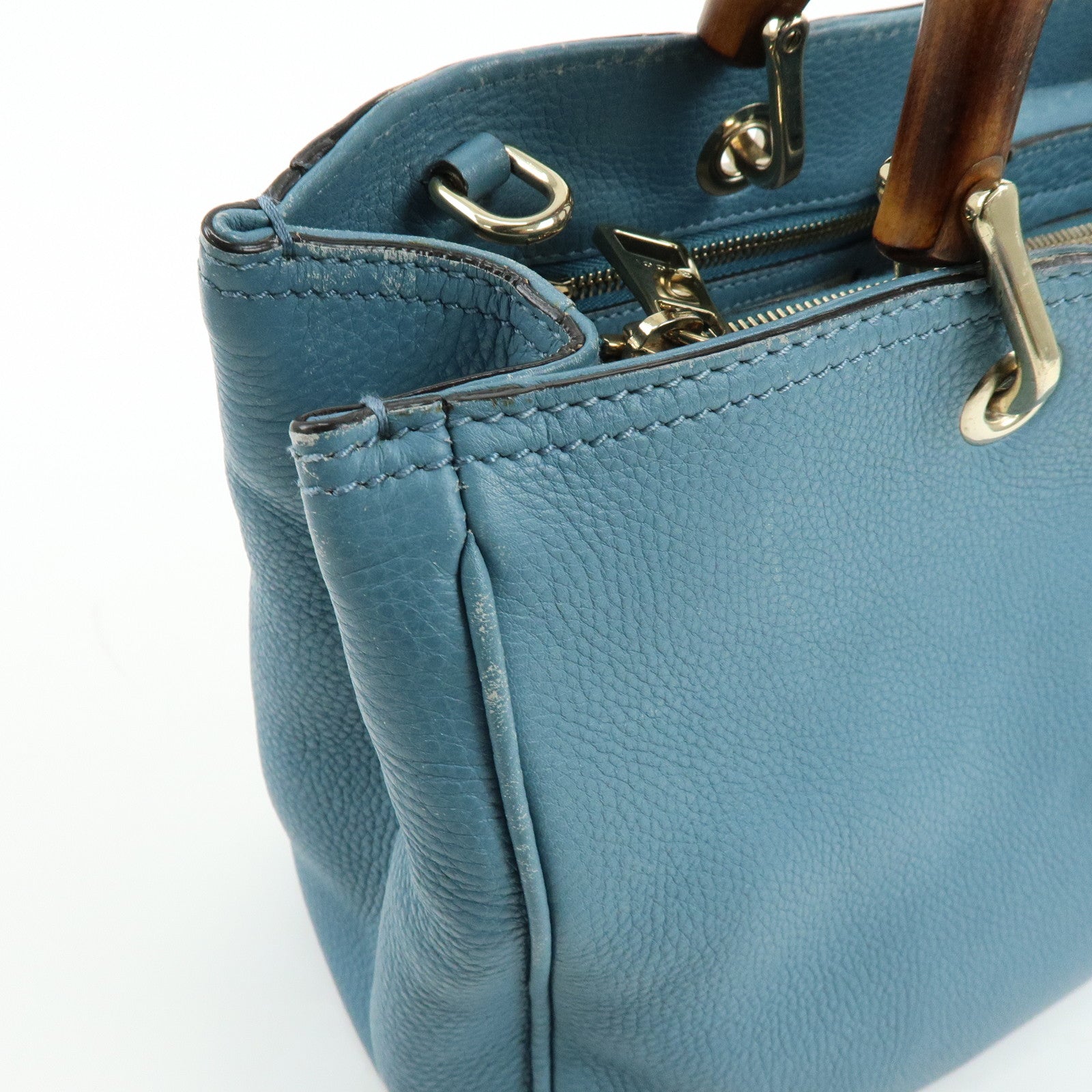 GUCCI Bamboo Leather Shopper Medium 2Way Bag Shoulder Bag 323660