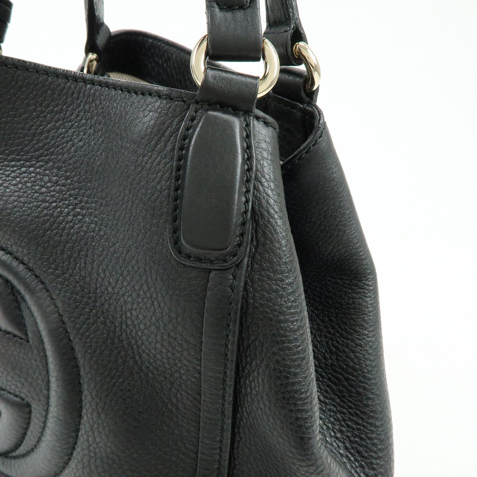 GUCCI SOHO Interlocking G Calf 2Way Hand Shoulder Bag Black 336751