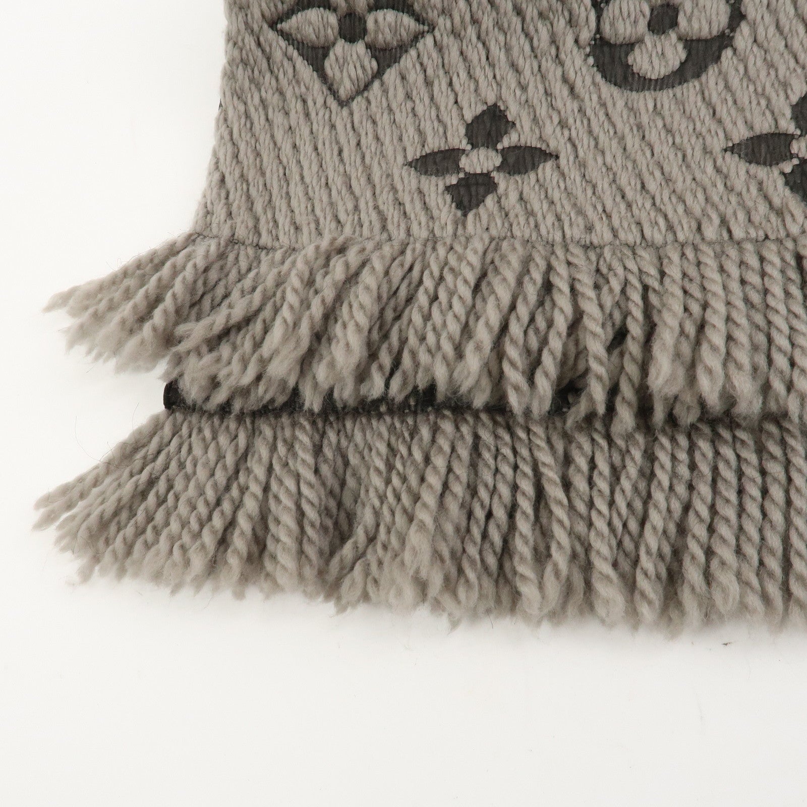 Louis Vuitton Echarpe Logomania Wool Silk Scarf Gray 413287