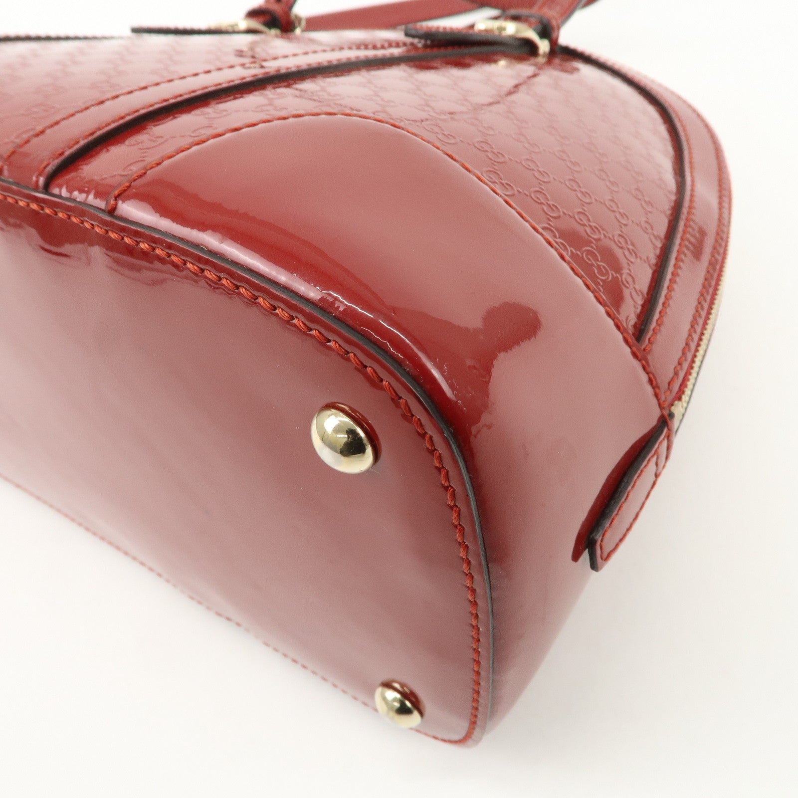 GUCCI Micro Guccissima Patent Leather 2way Hand Bag Red 309617 Used