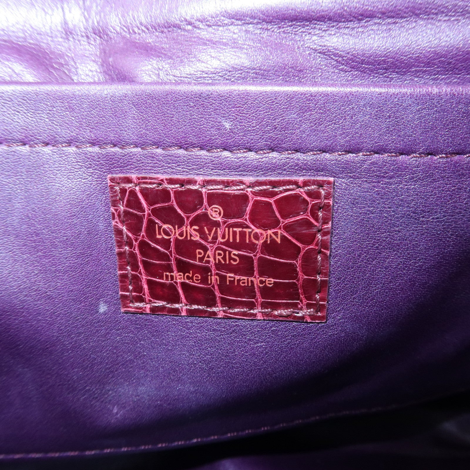 Louis Vuitton Monogram Vleur Velvet Leather Hand Bag Burgundy