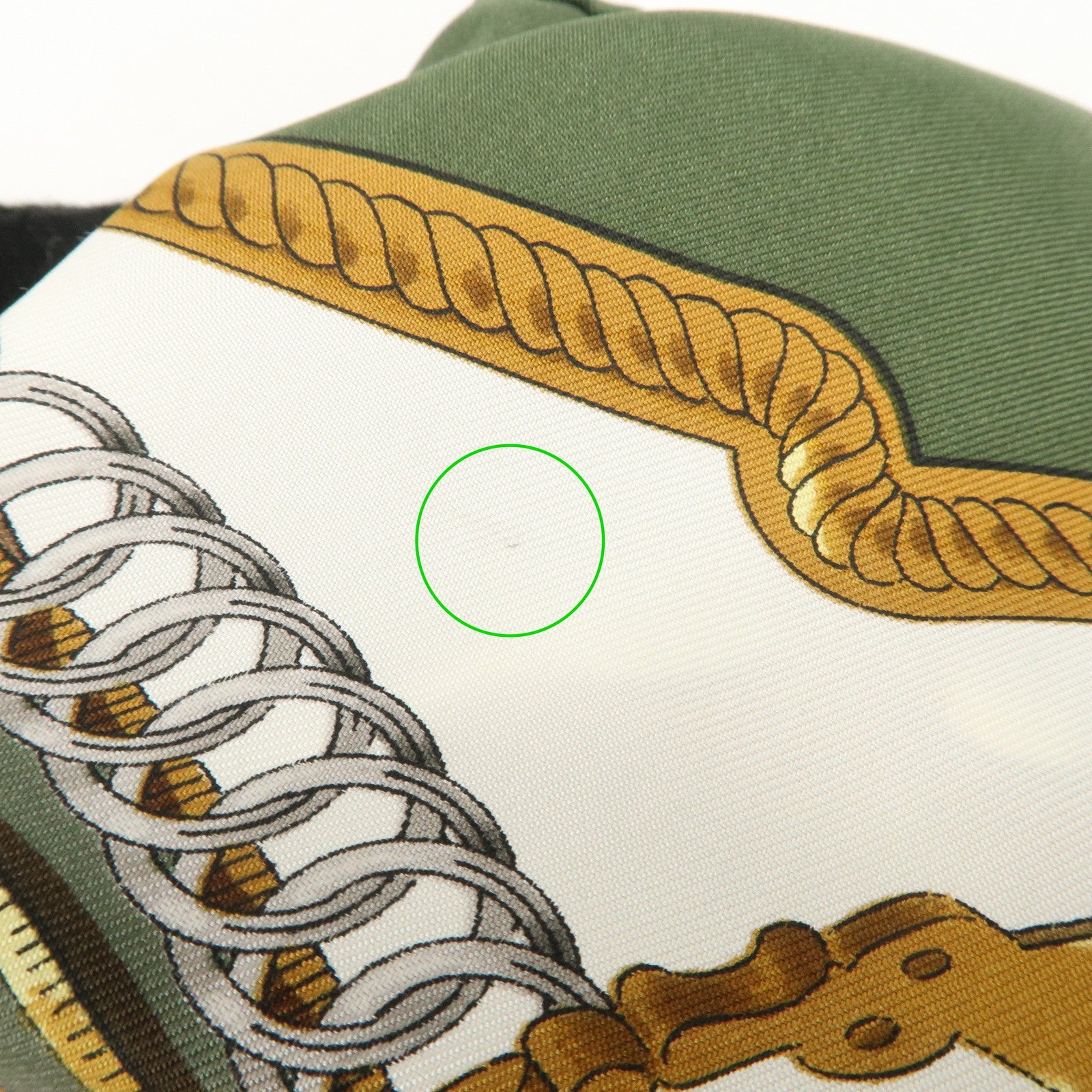 HERMES Carre 90 Silk 100% Scarf REPRISE Brown Khaki White Used