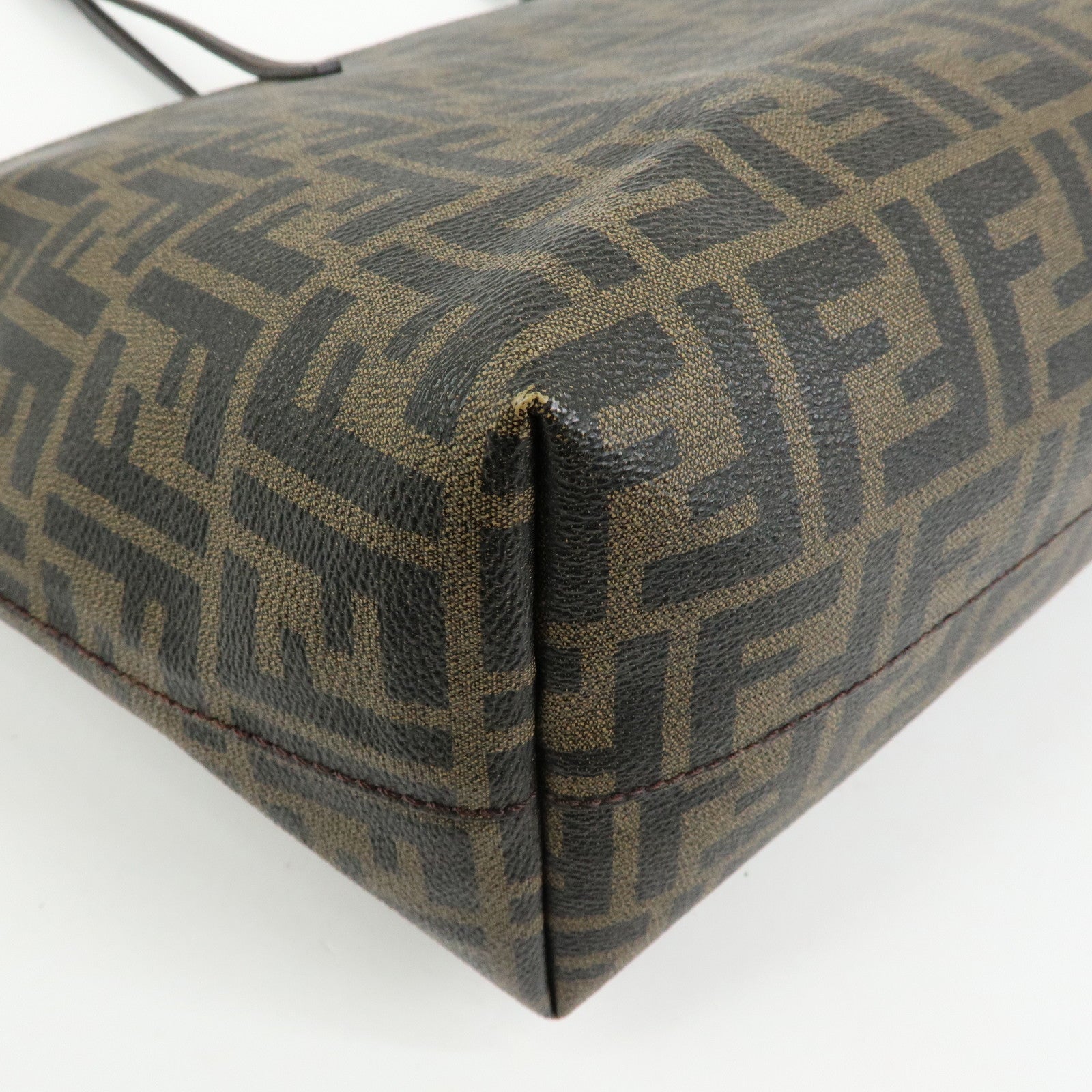 FENDI Zucca Canvas PVC Leather Tote Bag Shoulder Bag Brown 8BH185