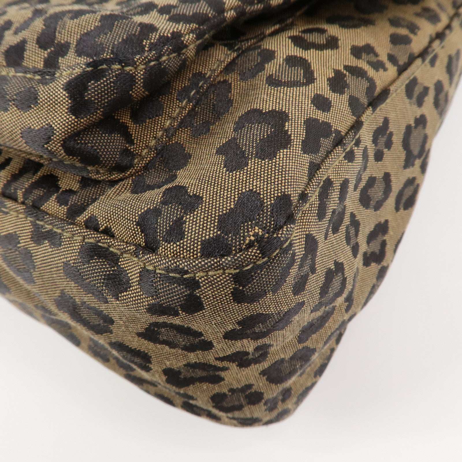 FENDI Canvas Leather Shoulder Bag Crossbody Bag Leopard 263570