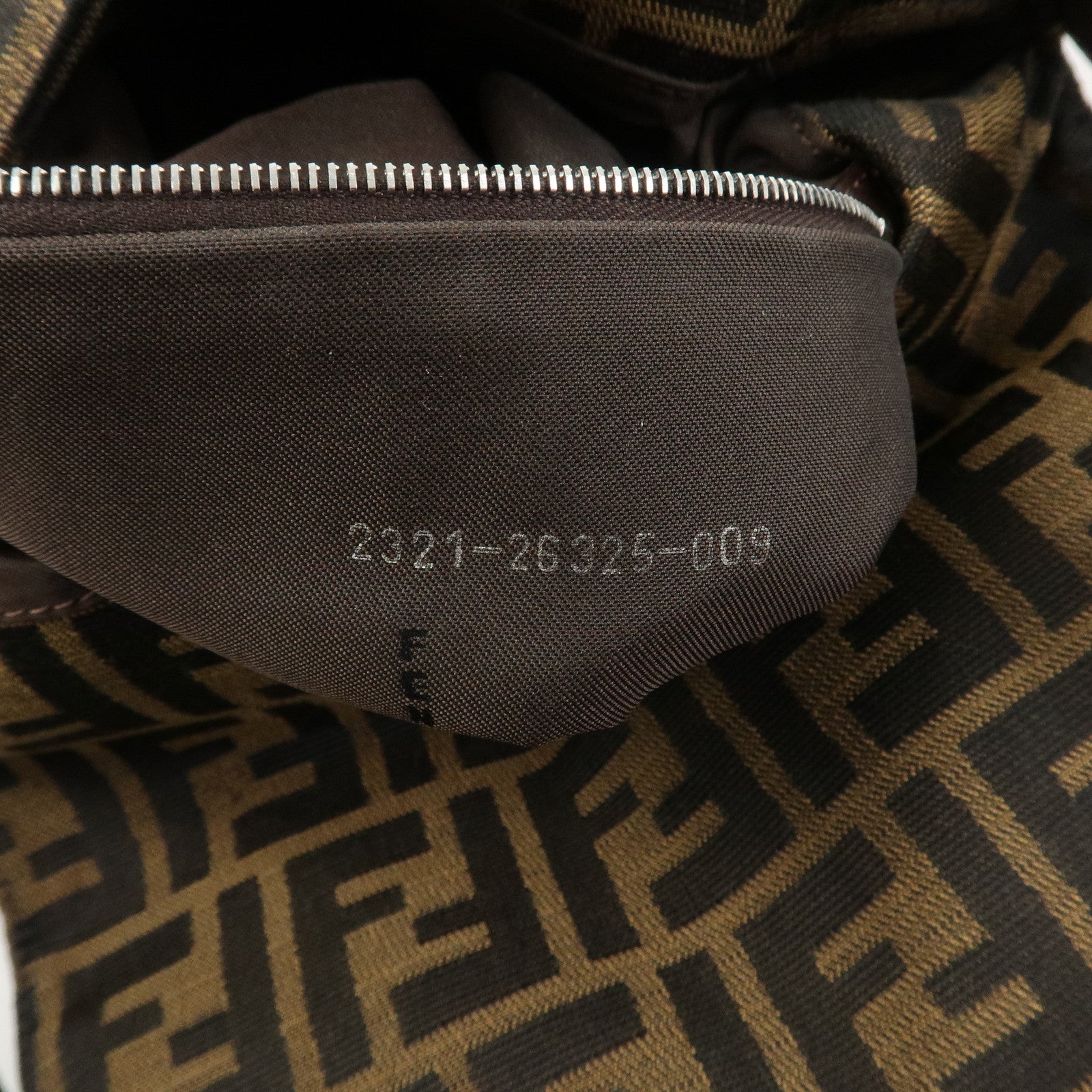 FENDI Zucca Mamma Baguette Canvas Shoulder Bag Brown Black 26325