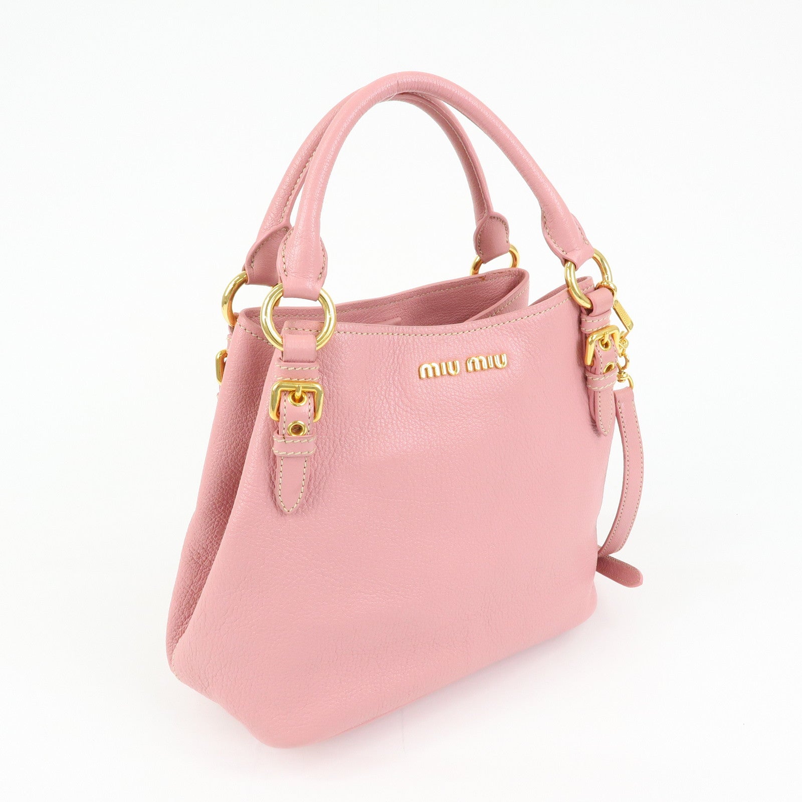 MIU MIU Madras Leather 2Way Shoulder Bag Hand Bag Pink RN0886